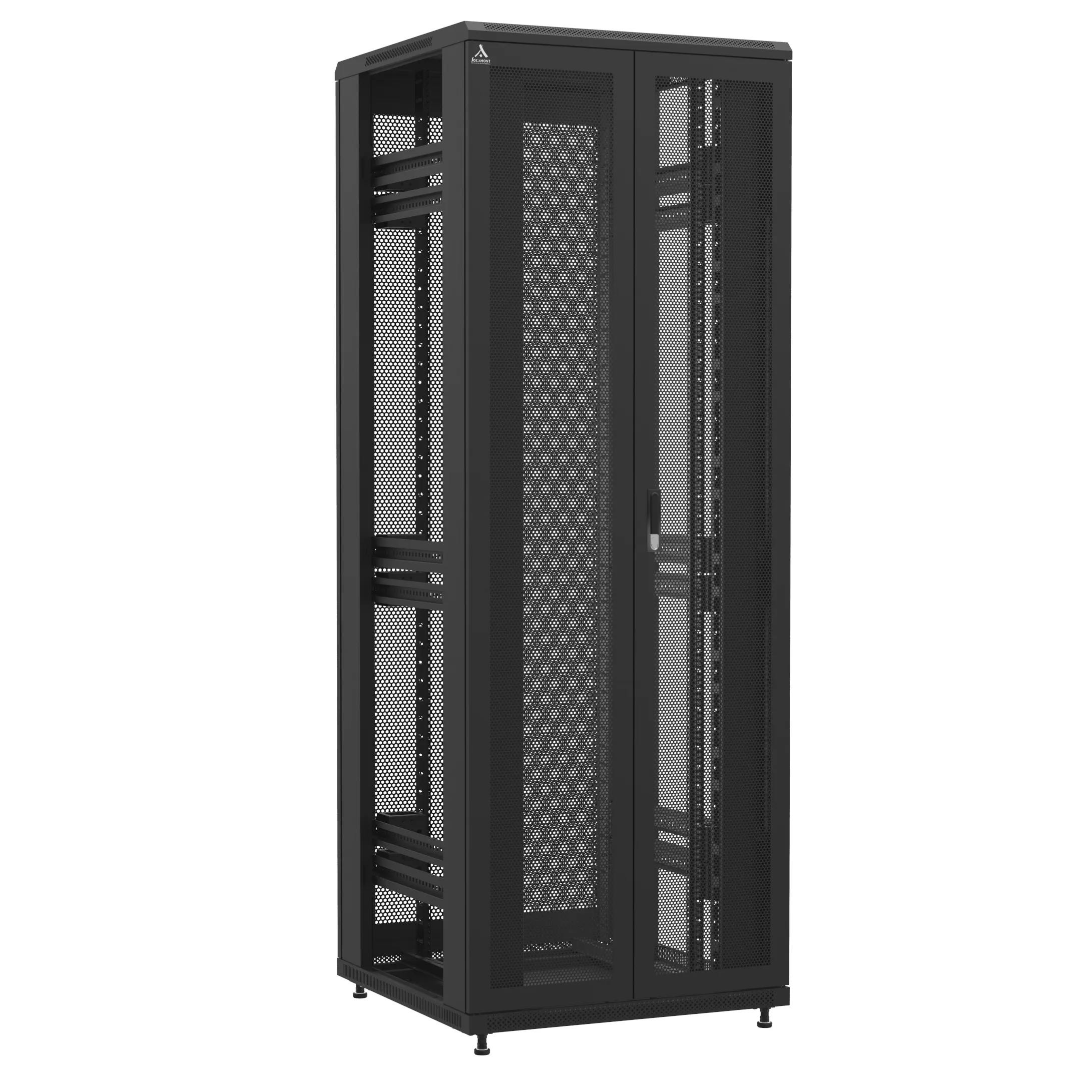 Baie montée Ligne 1200 47U 800x800mm, porte avant : Double Nid d'Abeille, porte arrière : Simple Nid d'Abeille, sans panneaux latéraux