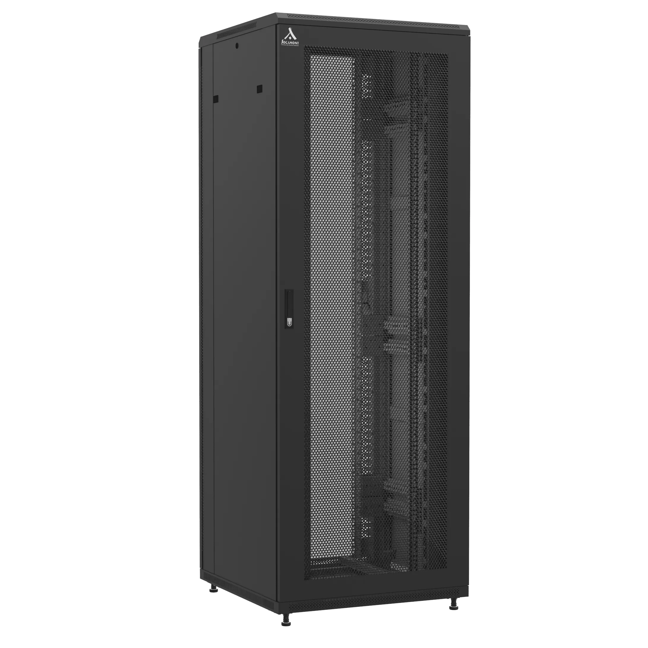 Baie montée Ligne 1200 47U 800x800mm, porte avant : Simple Nid d'Abeille, porte arrière : Simple Verre, avec panneaux latéraux