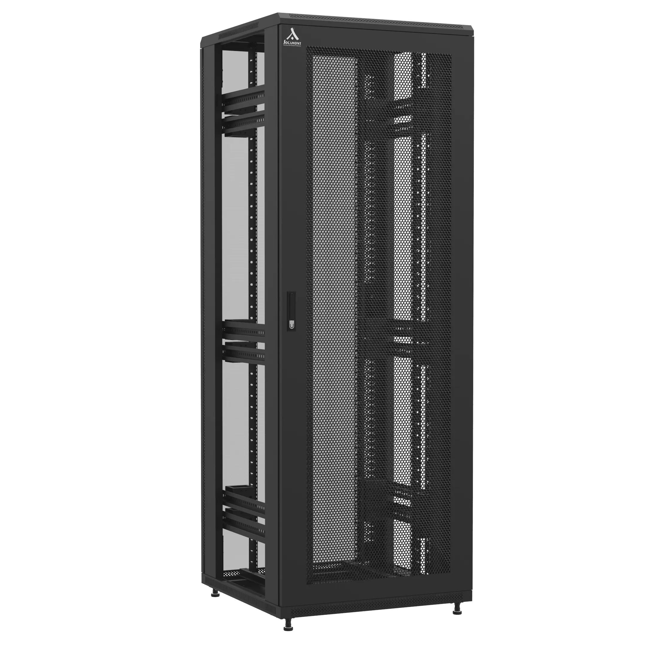 Baie montée Ligne 1200 47U 800x800mm, porte avant : Simple Nid d'Abeille, porte arrière : Simple Verre, sans panneaux latéraux