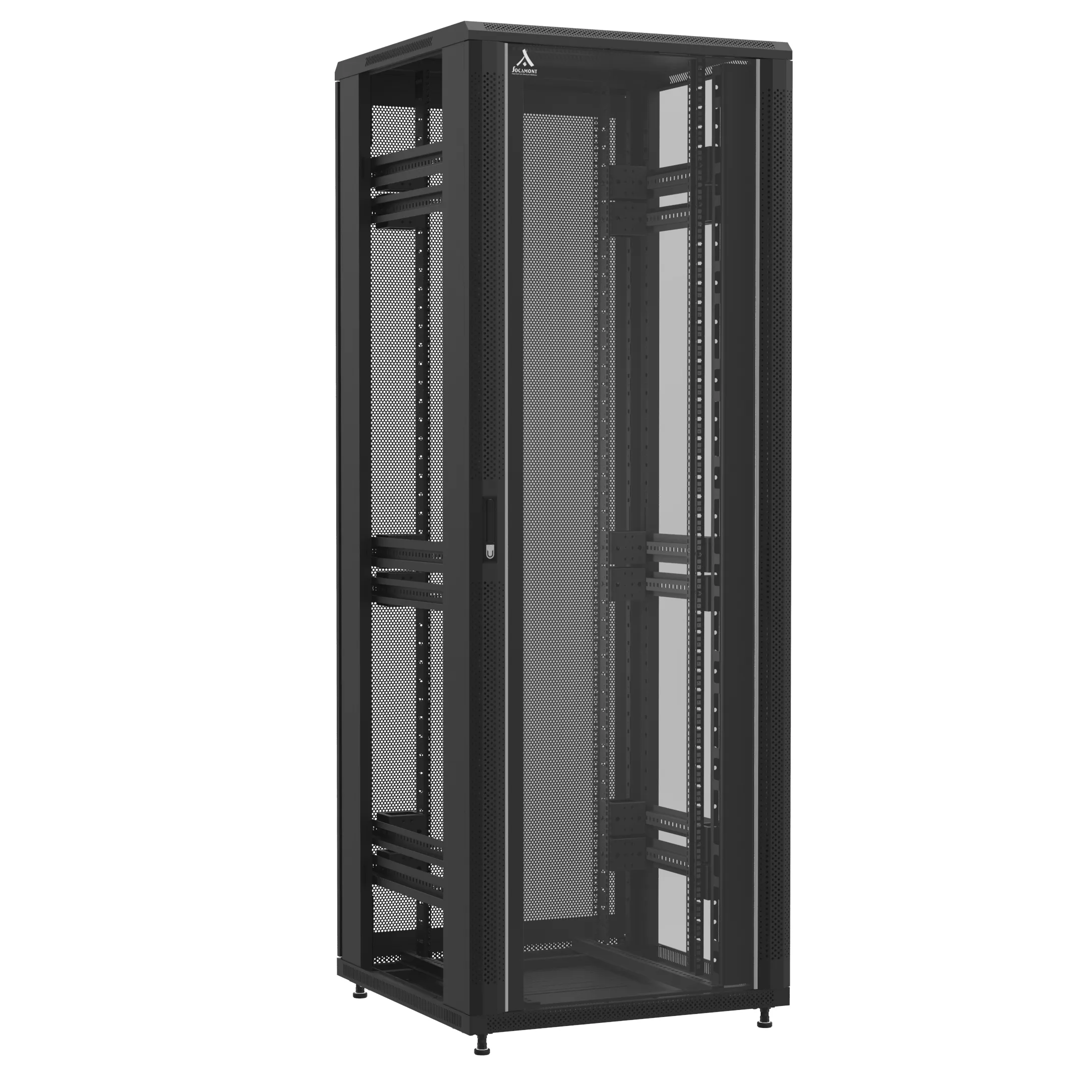 Baie montée Ligne 1200 47U 800x800mm, porte avant : Simple Verre, porte arrière : Double Nid d'Abeille, sans panneaux latéraux