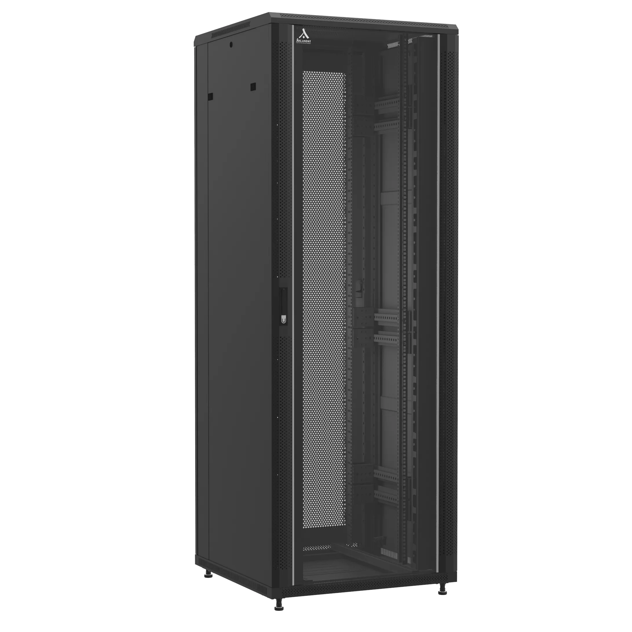 Baie montée Ligne 1200 47U 800x800mm, porte avant : Simple Verre, porte arrière : Simple Nid d'Abeille, avec panneaux latéraux (72016)