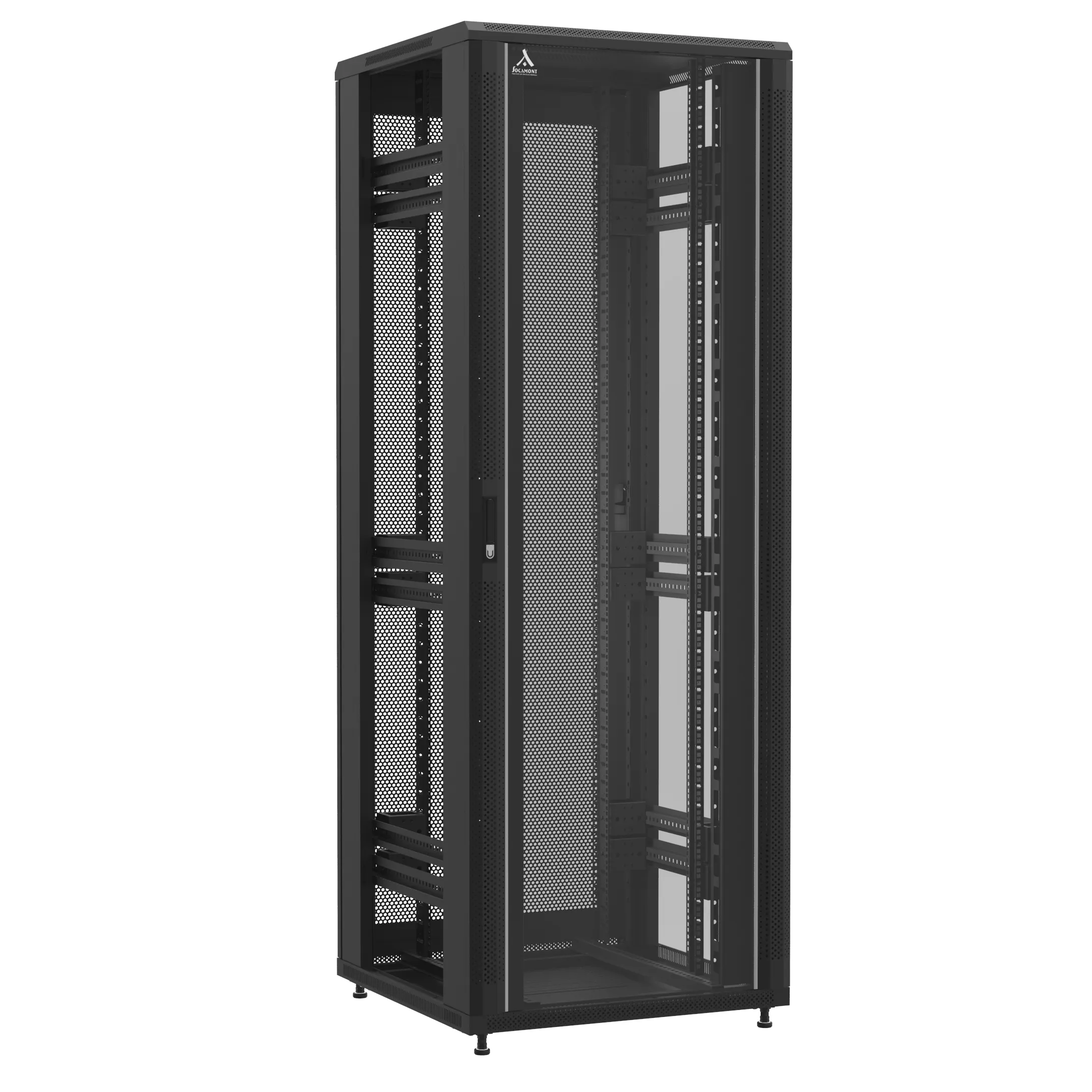 Baie montée Ligne 1200 47U 800x800mm, porte avant : Simple Verre, porte arrière : Simple Nid d'Abeille, sans panneaux latéraux