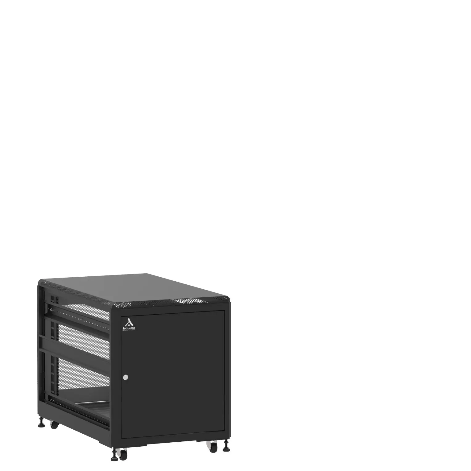 Baie en kit Ligne 500 12U 600x1000mm, porte avant : Simple Pleine, porte arrière : Simple Nid d'Abeille, sans panneaux latéraux