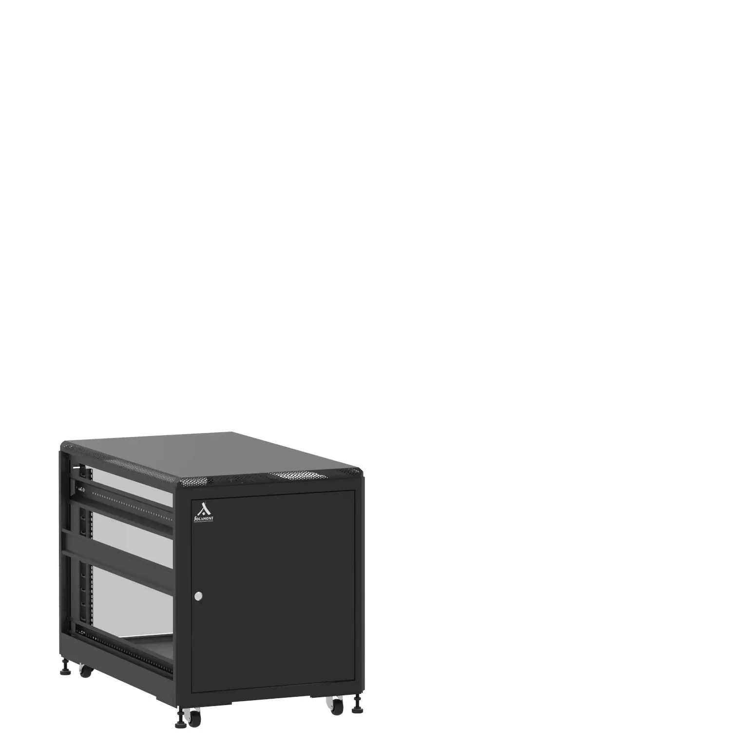 Baie en kit Ligne 500 12U 600x1000mm, porte avant : Simple Pleine, porte arrière : Simple Verre, sans panneaux latéraux