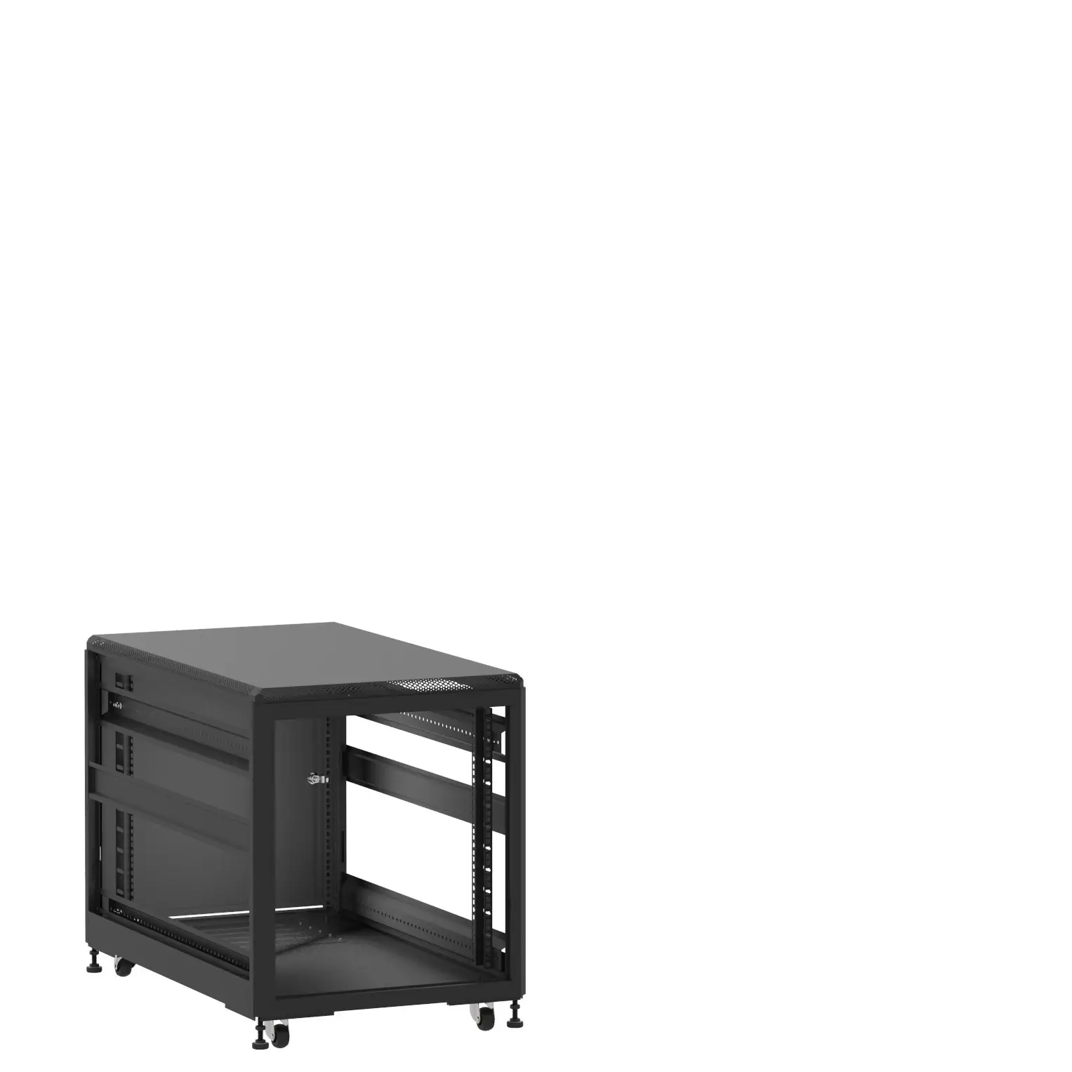 Baie en kit Ligne 500 12U 600x1000mm, porte avant : Sans Porte, porte arrière : Simple Pleine, sans panneaux latéraux