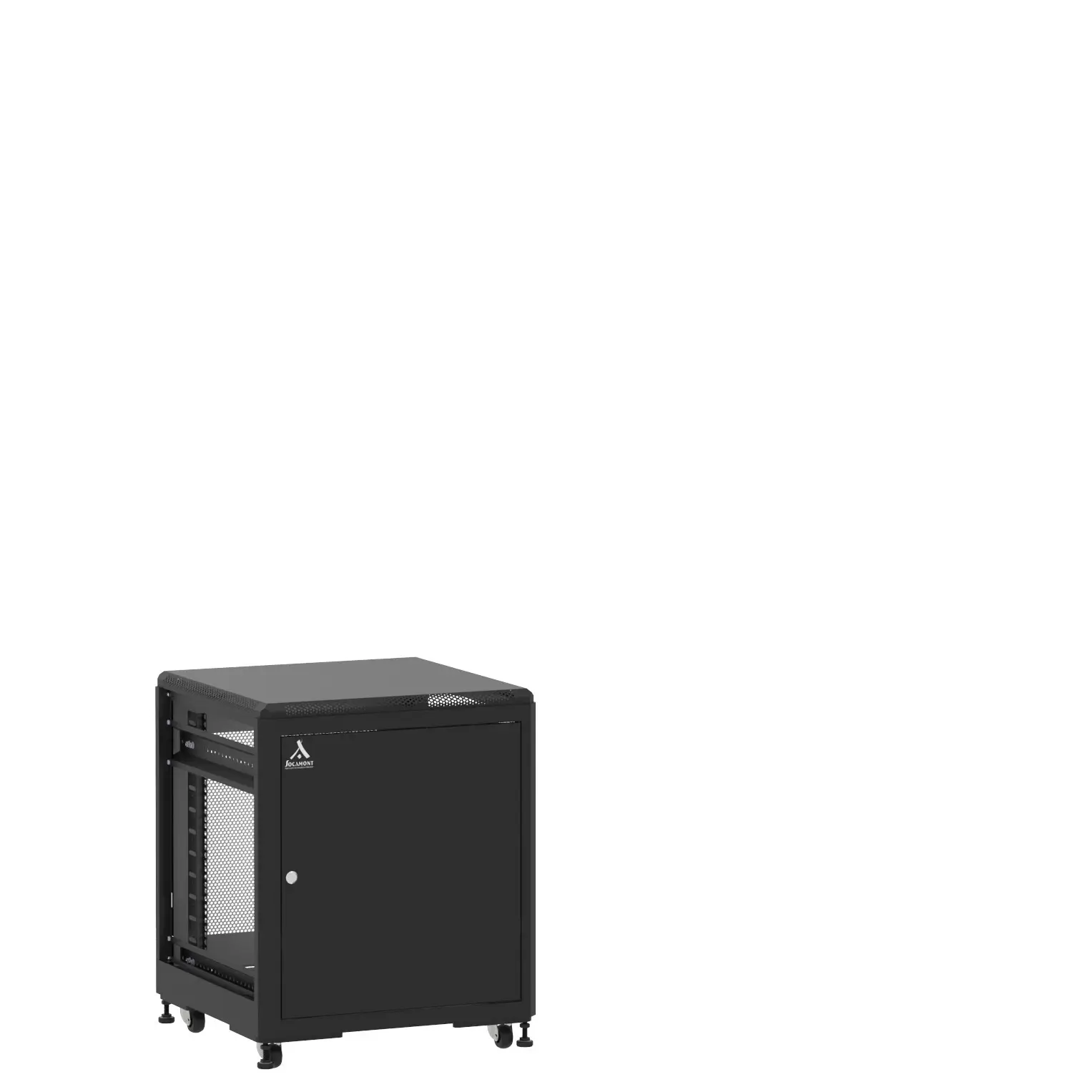 Baie en kit Ligne 500 12U 600x600mm, porte avant : Simple Pleine, porte arrière : Simple Nid d'Abeille, sans panneaux latéraux