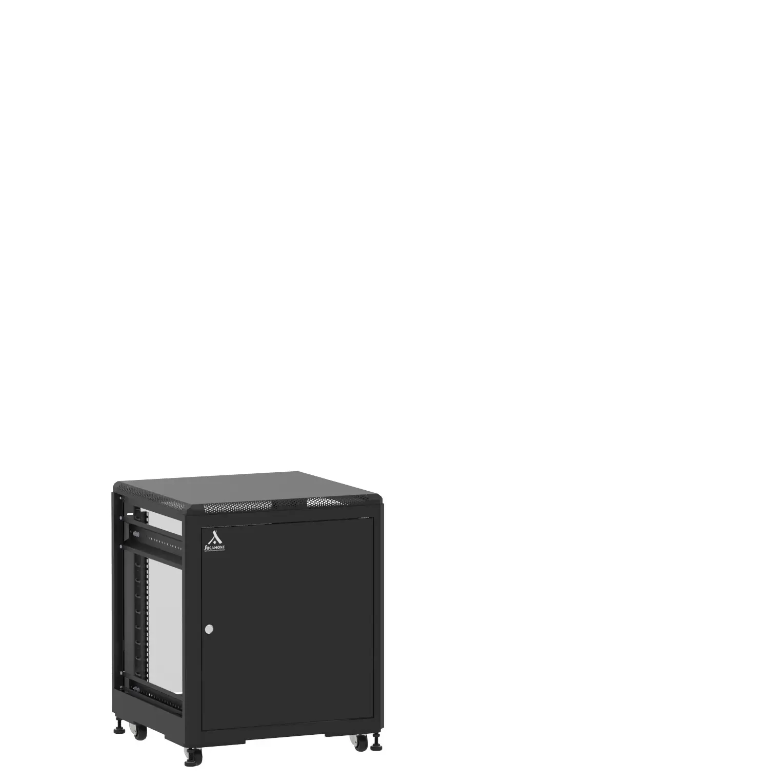 Baie en kit Ligne 500 12U 600x600mm, porte avant : Simple Pleine, porte arrière : Simple Verre, sans panneaux latéraux