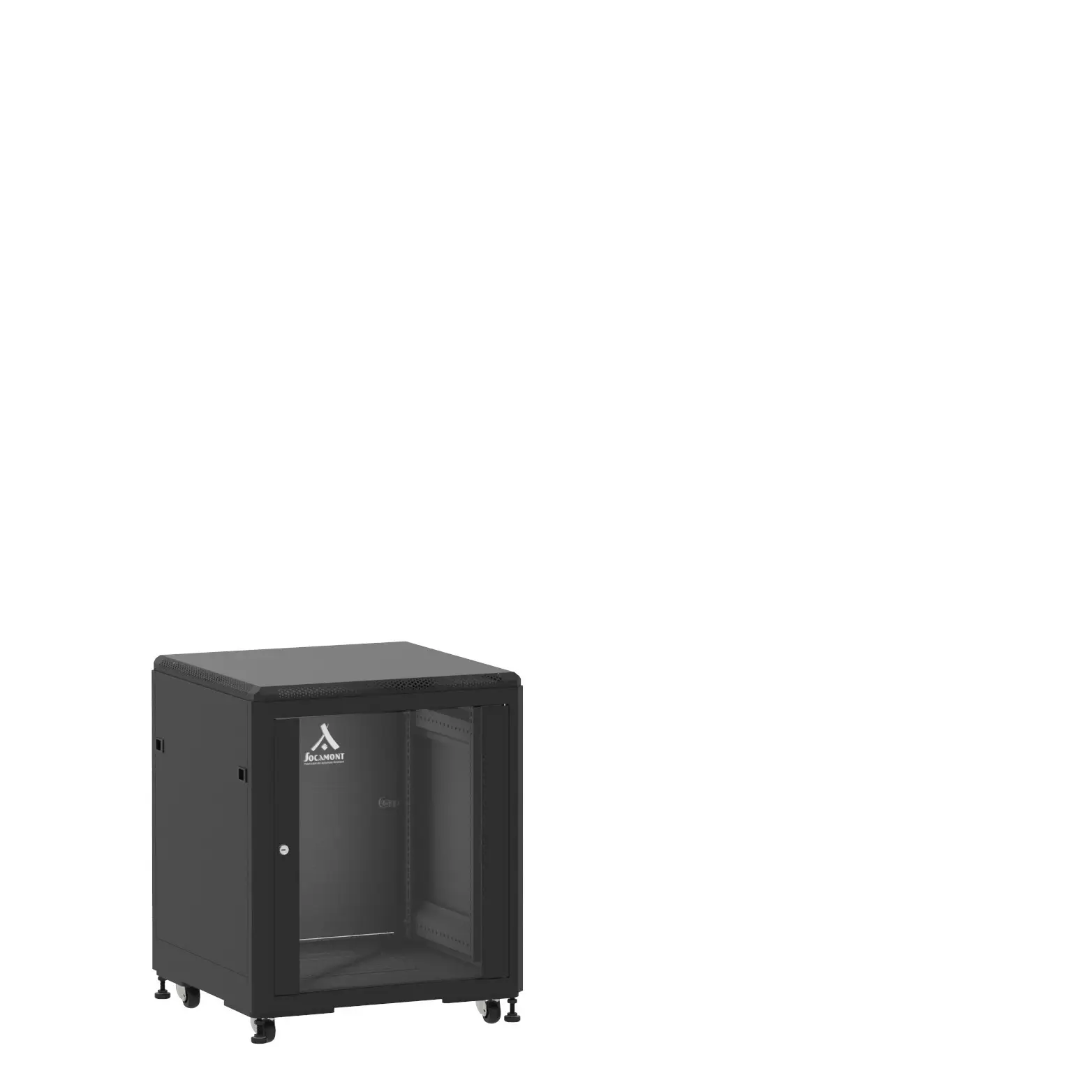 Baie en kit Ligne 500 12U 600x600mm, porte avant : Simple Verre, porte arrière : Simple Pleine, avec panneaux latéraux