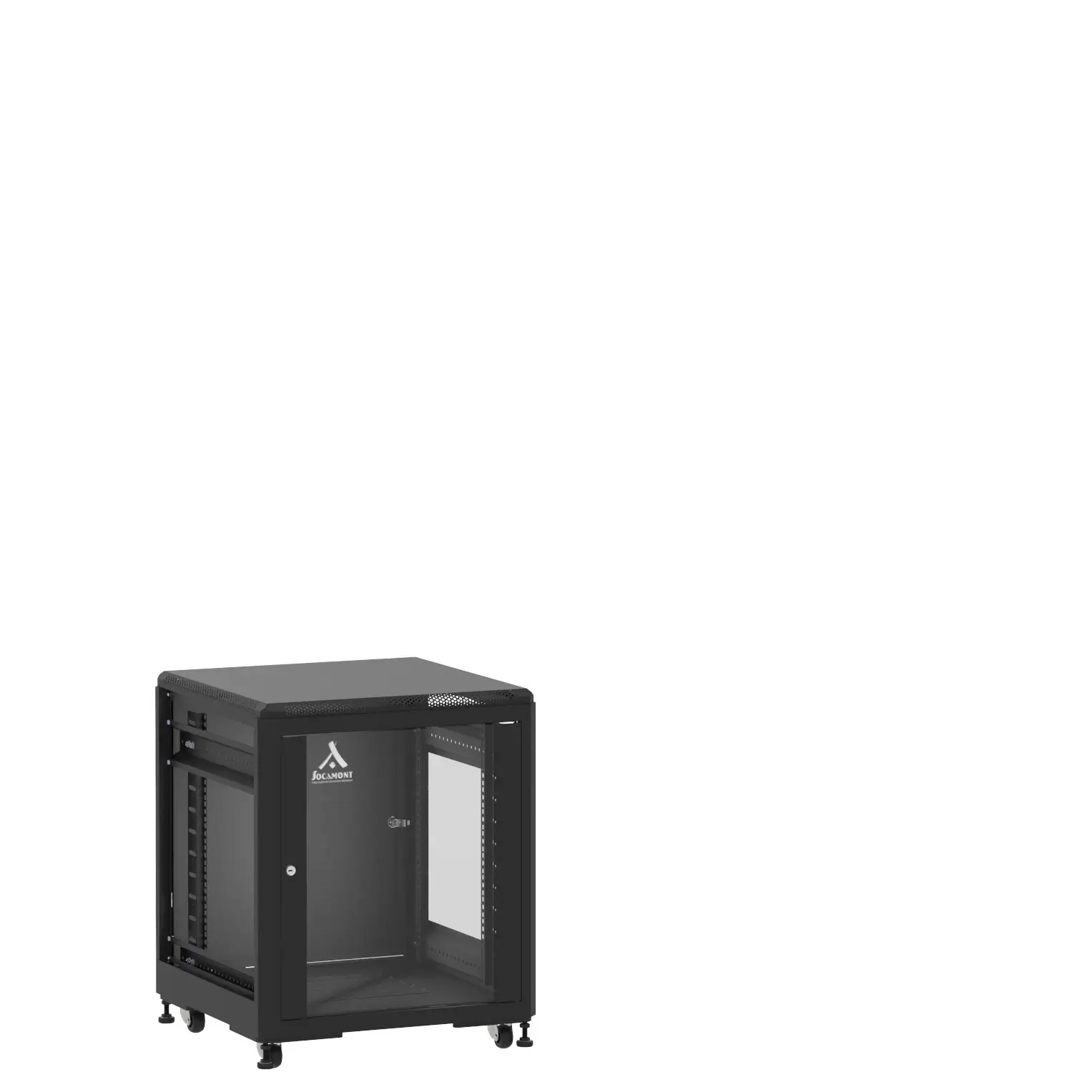 Baie en kit Ligne 500 12U 600x600mm, porte avant : Simple Verre, porte arrière : Simple Pleine, sans panneaux latéraux