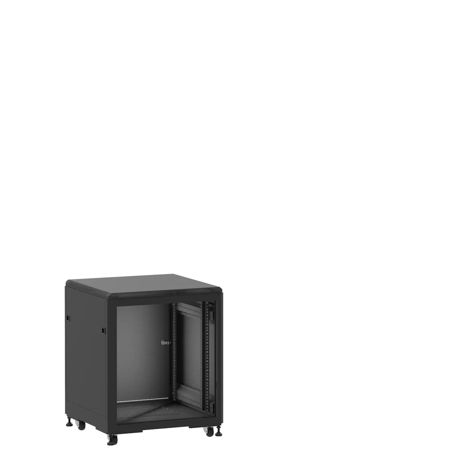 Baie en kit Ligne 500 12U 600x600mm, porte avant : Sans Porte, porte arrière : Simple Pleine, avec panneaux latéraux