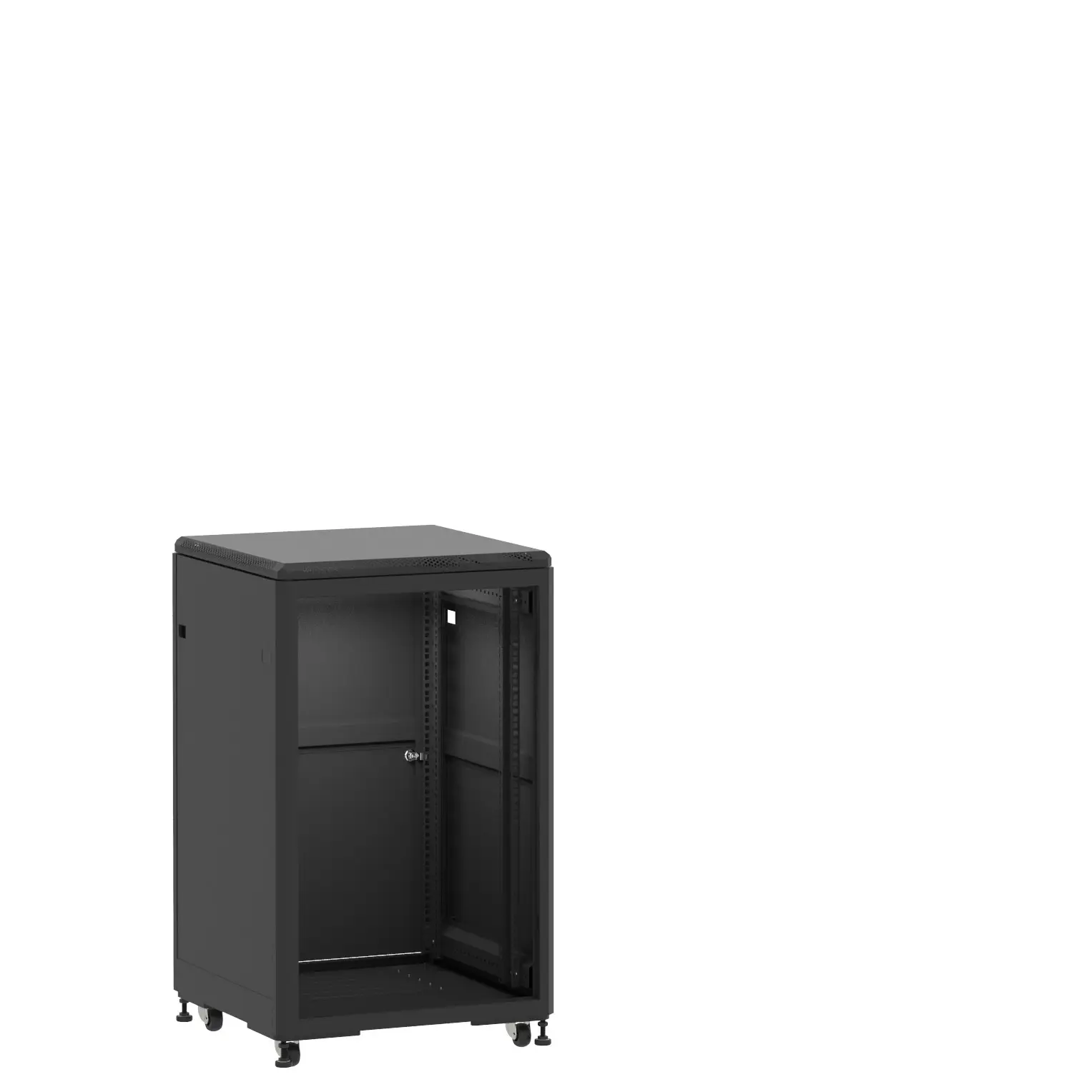 Baie en kit Ligne 500 18U 600x600mm, porte avant : Sans Porte, porte arrière : Simple Pleine, avec panneaux latéraux