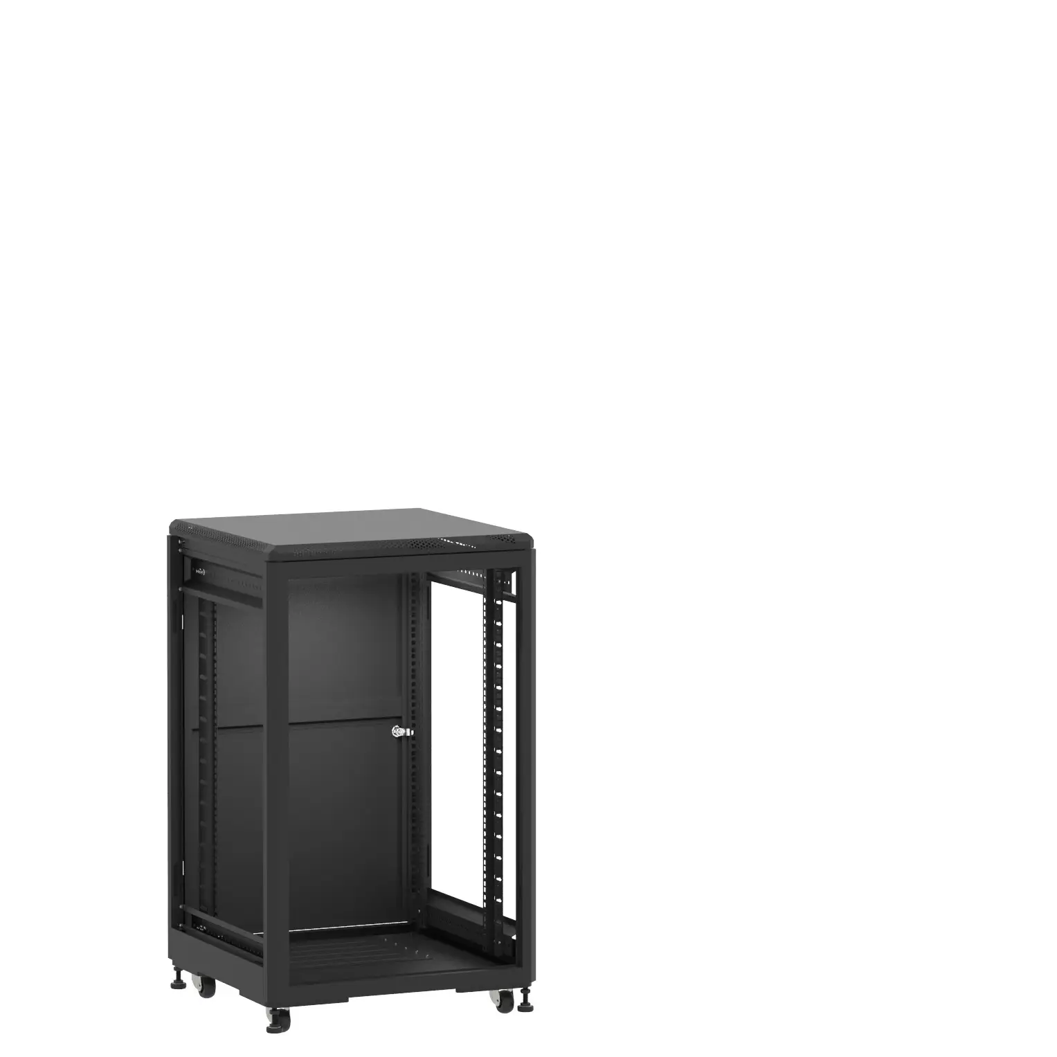 Baie en kit Ligne 500 18U 600x600mm, porte avant : Sans Porte, porte arrière : Simple Pleine, sans panneaux latéraux