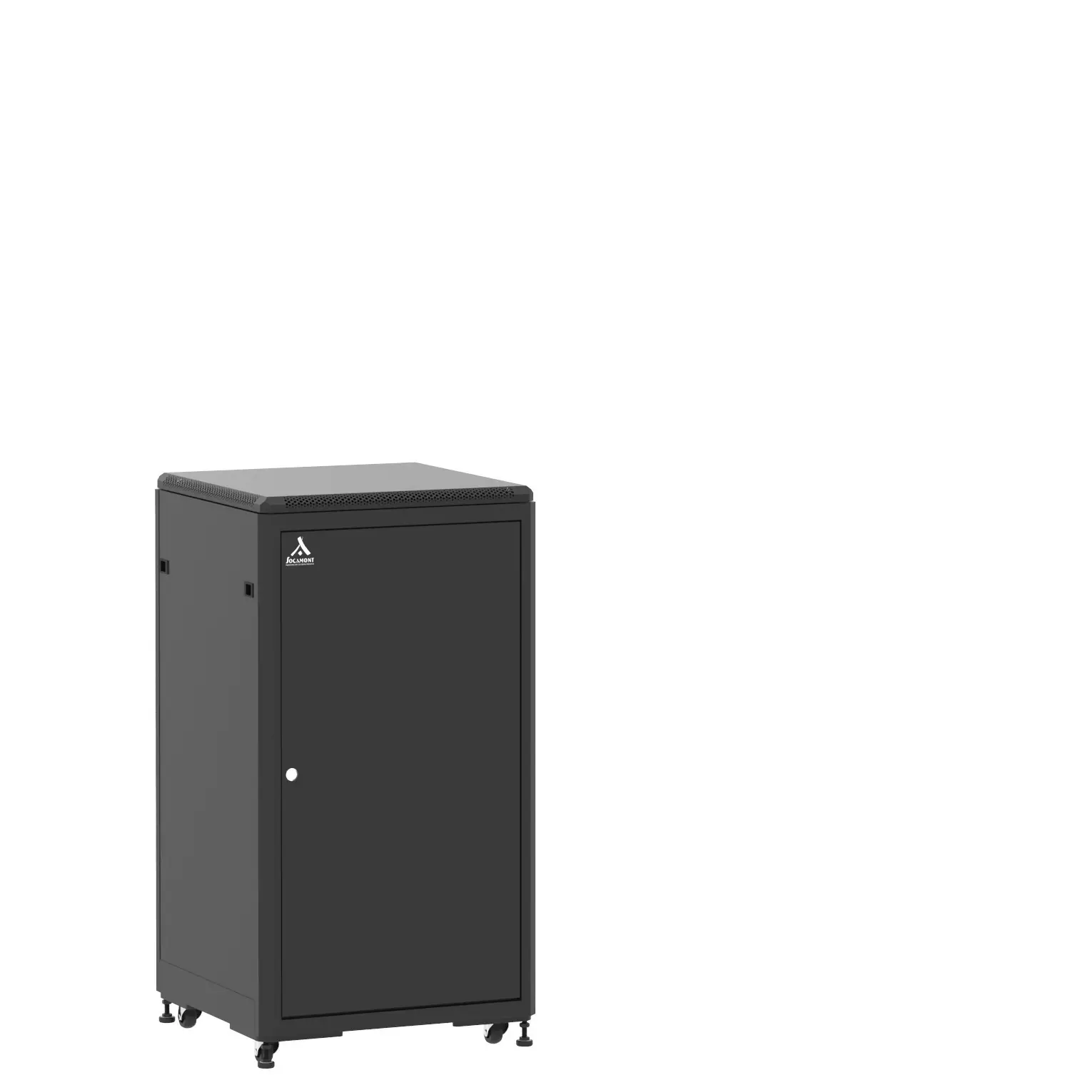 Baie en kit Ligne 500 21U 600x600mm, porte avant : Simple Pleine, porte arrière : Simple Nid d'Abeille, avec panneaux latéraux