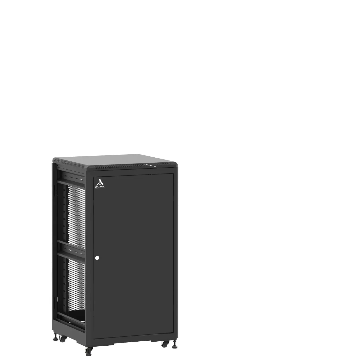 Baie en kit Ligne 500 21U 600x600mm, porte avant : Simple Pleine, porte arrière : Simple Nid d'Abeille, sans panneaux latéraux