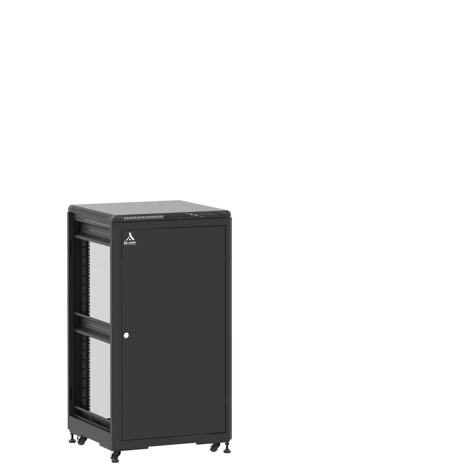 Baie en kit Ligne 500 21U 600x600mm, porte avant : Simple Pleine, porte arrière : Simple Verre, sans panneaux latéraux