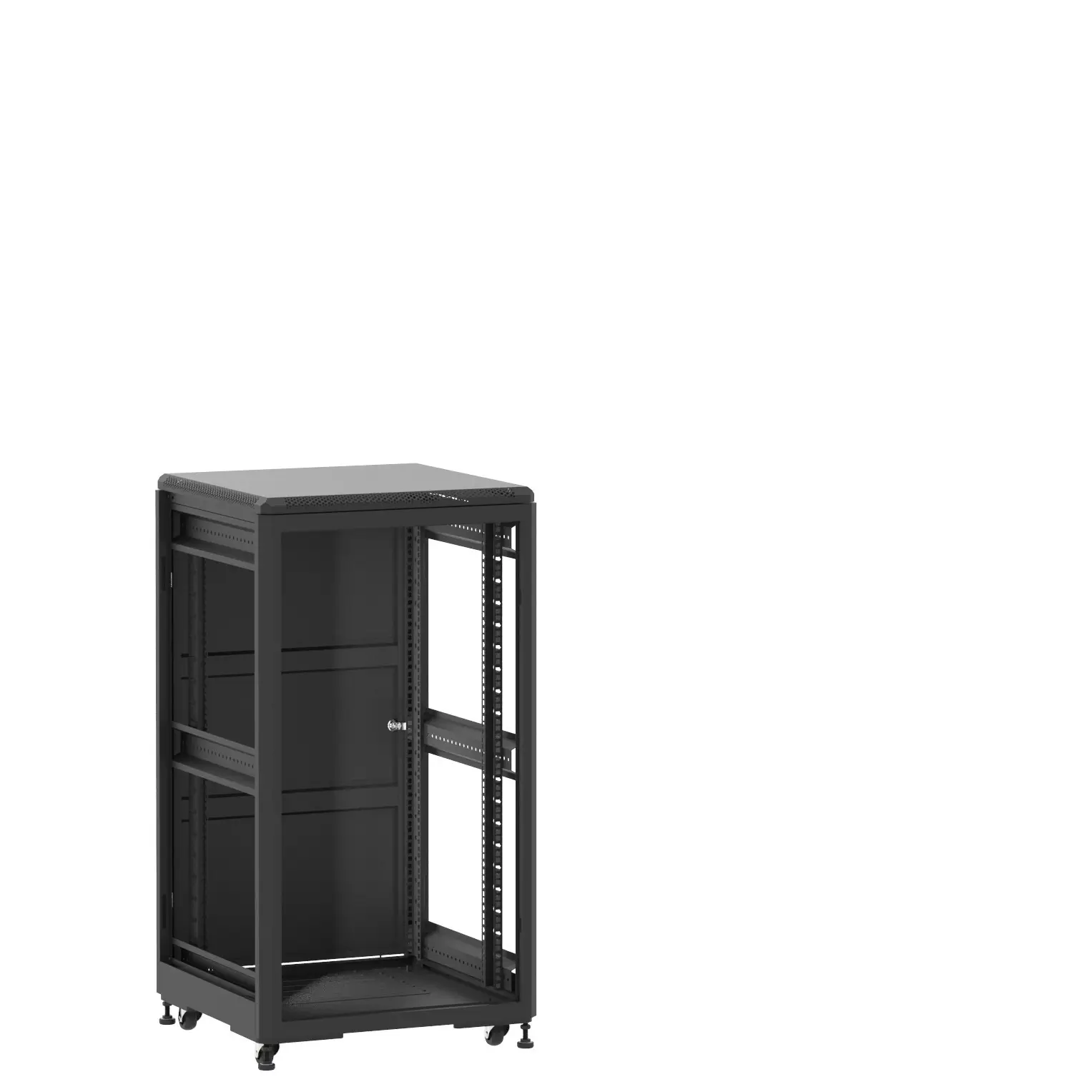 Baie en kit Ligne 500 21U 600x600mm, porte avant : Sans Porte, porte arrière : Simple Pleine, sans panneaux latéraux