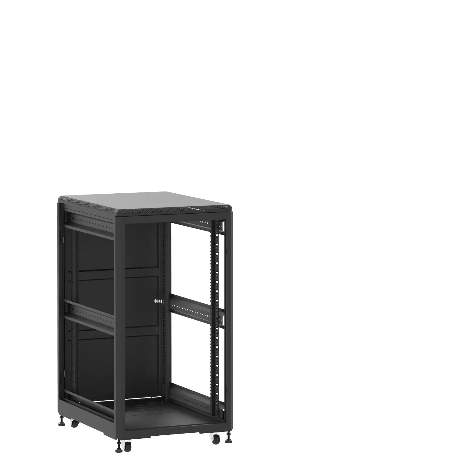 Baie en kit Ligne 500 21U 600x800mm, porte avant : Sans Porte, porte arrière : Simple Pleine, sans panneaux latéraux