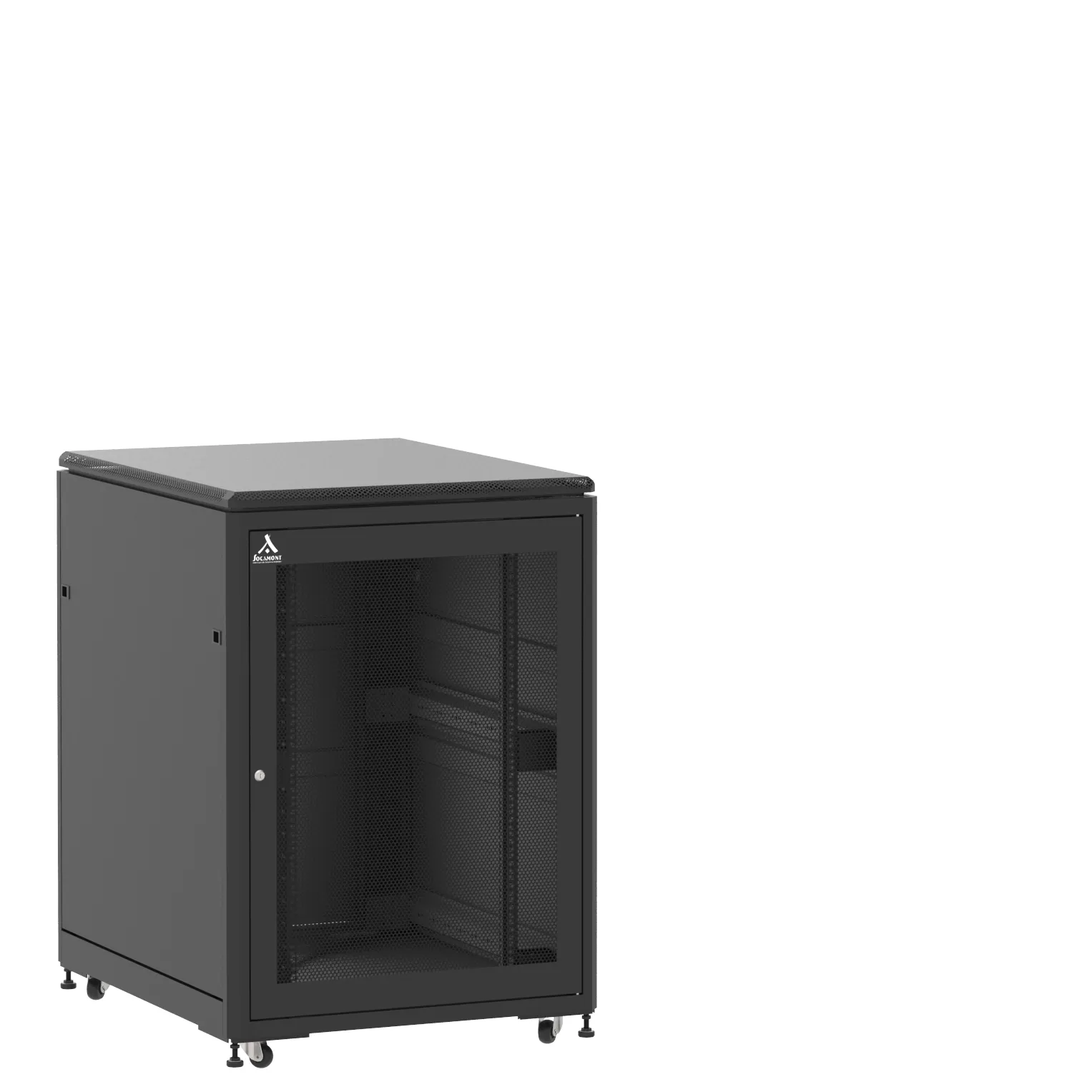 Baie en kit Ligne 500 21U 800x1000mm, porte avant : Simple Nid d'Abeille, porte arrière : Panneau Plein, avec panneaux latéraux