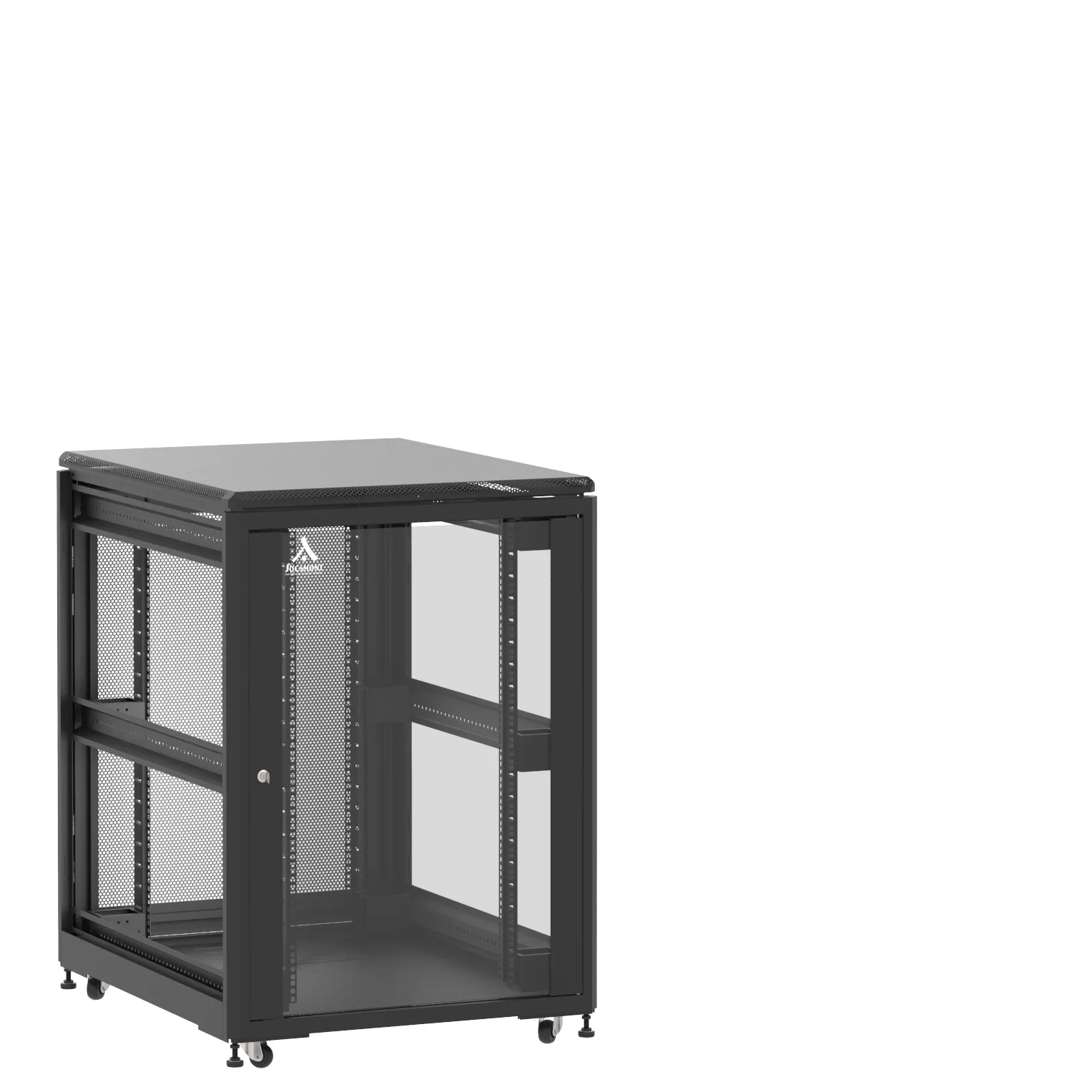 Baie en kit Ligne 500 21U 800x1000mm, porte avant : Simple Verre, porte arrière : Simple Nid d'Abeille, sans panneaux latéraux