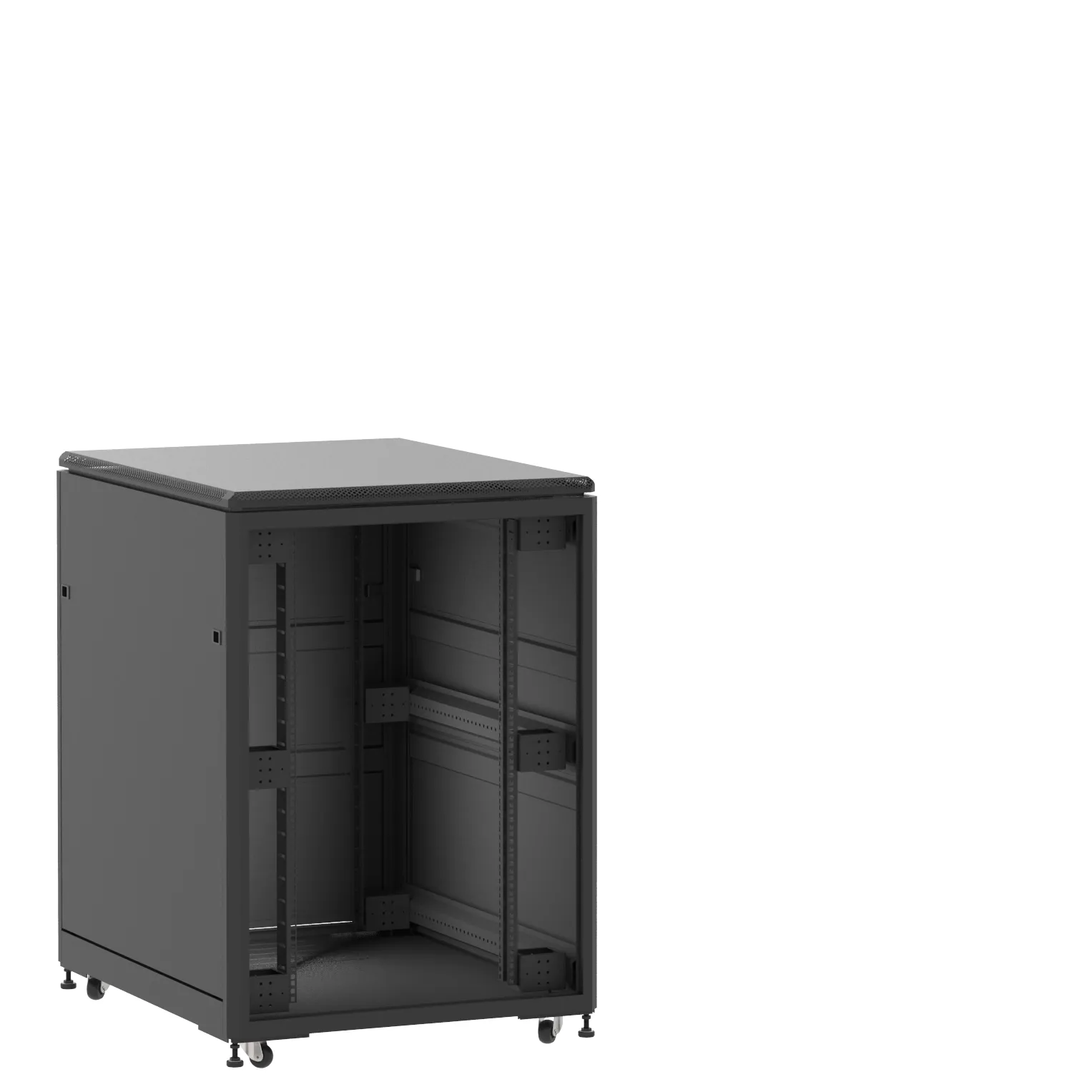 Baie en kit Ligne 500 21U 800x1000mm, porte avant : Sans Porte, porte arrière : Panneau Plein, avec panneaux latéraux