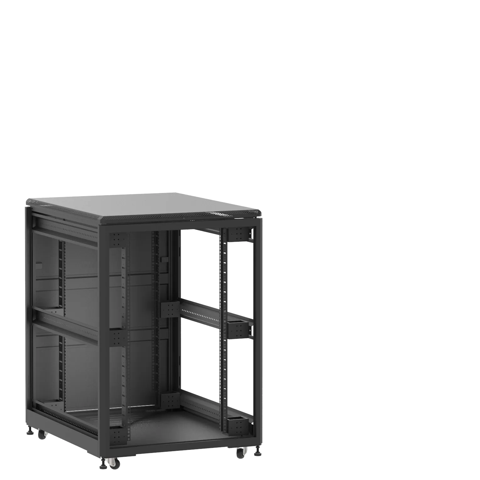 Baie en kit Ligne 500 21U 800x1000mm, porte avant : Sans Porte, porte arrière : Panneau Plein, sans panneaux latéraux