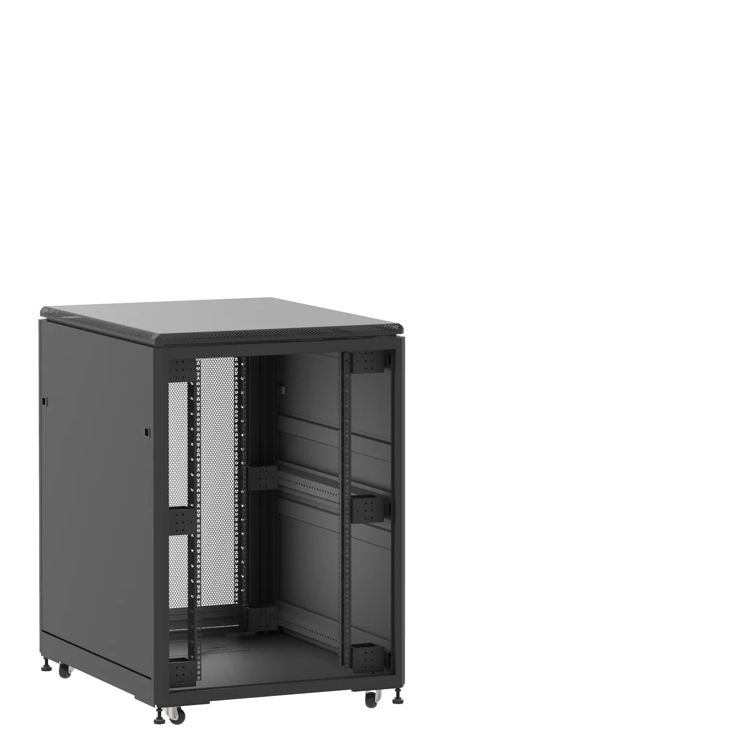 Baie en kit Ligne 500 21U 800x1000mm, porte avant : Sans Porte, porte arrière : Simple Nid d'Abeille, avec panneaux latéraux