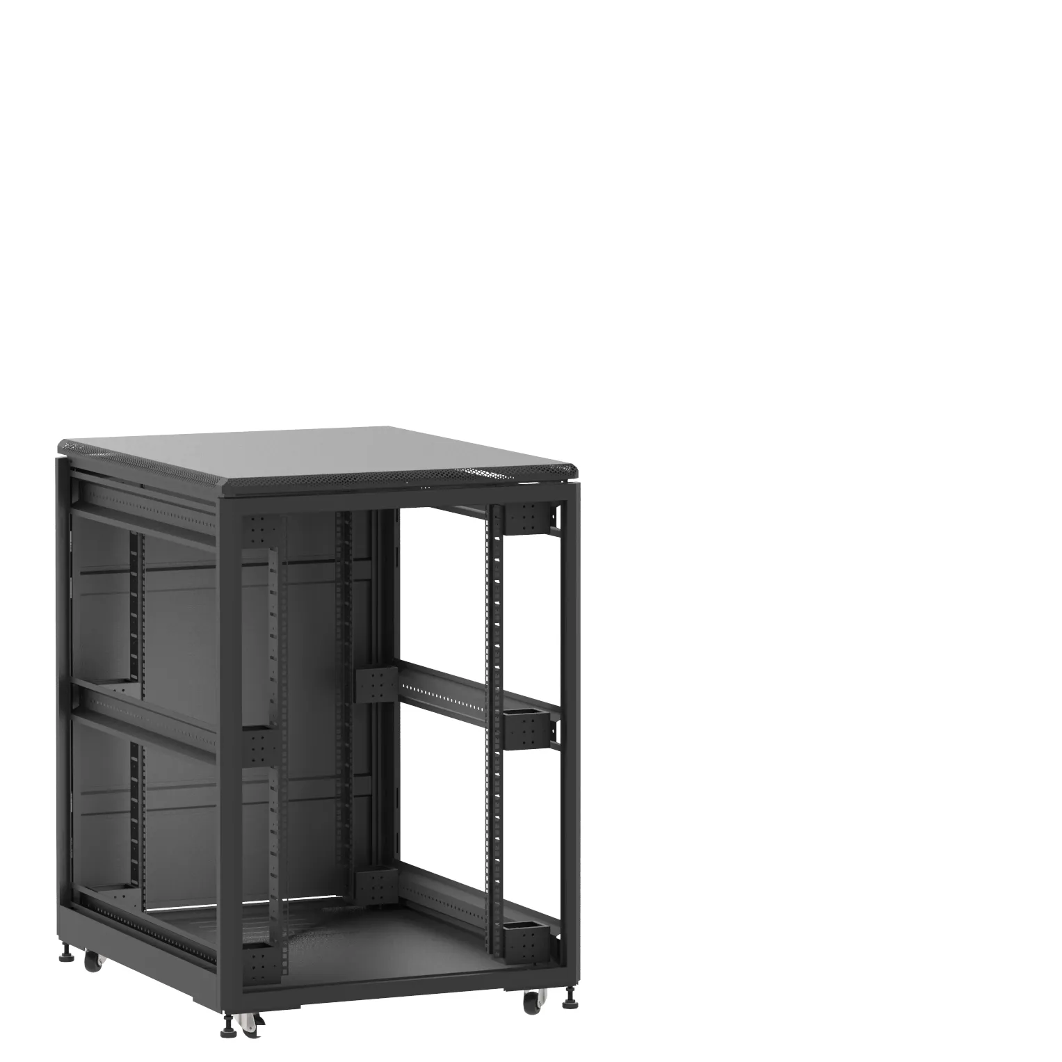 Baie en kit Ligne 500 21U 800x1000mm, porte avant : Sans Porte, porte arrière : Simple Pleine, sans panneaux latéraux