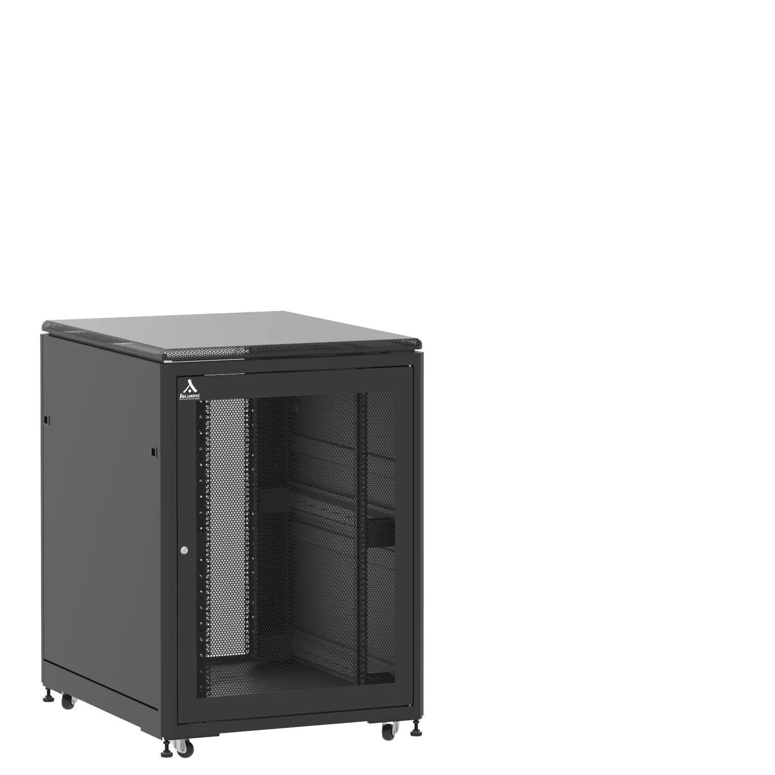 Baie montée Ligne 500 21U 800x1000mm, porte avant : Simple Nid d'Abeille, porte arrière : Simple Verre, avec panneaux latéraux