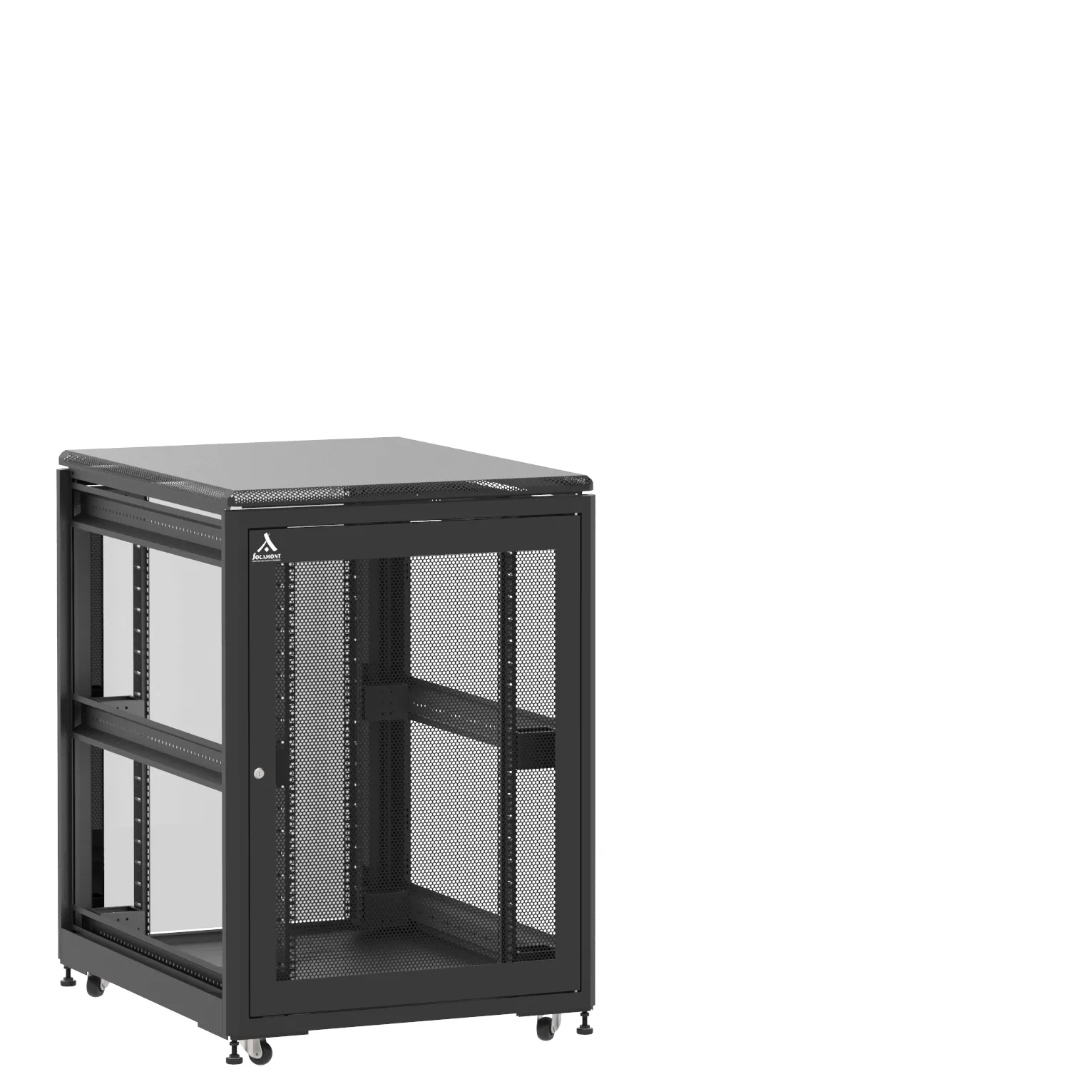 Baie montée Ligne 500 21U 800x1000mm, porte avant : Simple Nid d'Abeille, porte arrière : Simple Verre, sans panneaux latéraux