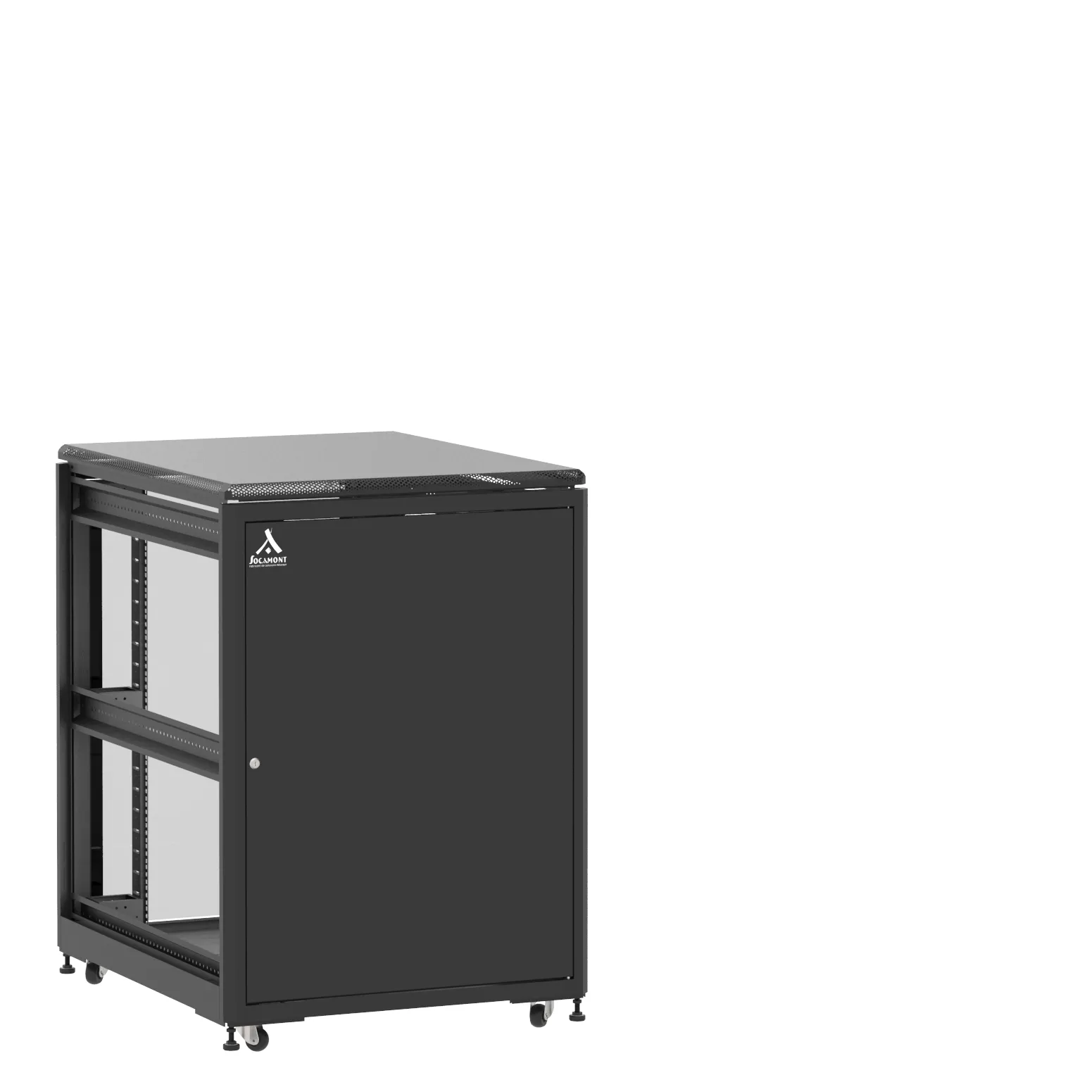 Baie montée Ligne 500 21U 800x1000mm, porte avant : Simple Pleine, porte arrière : Simple Verre, sans panneaux latéraux