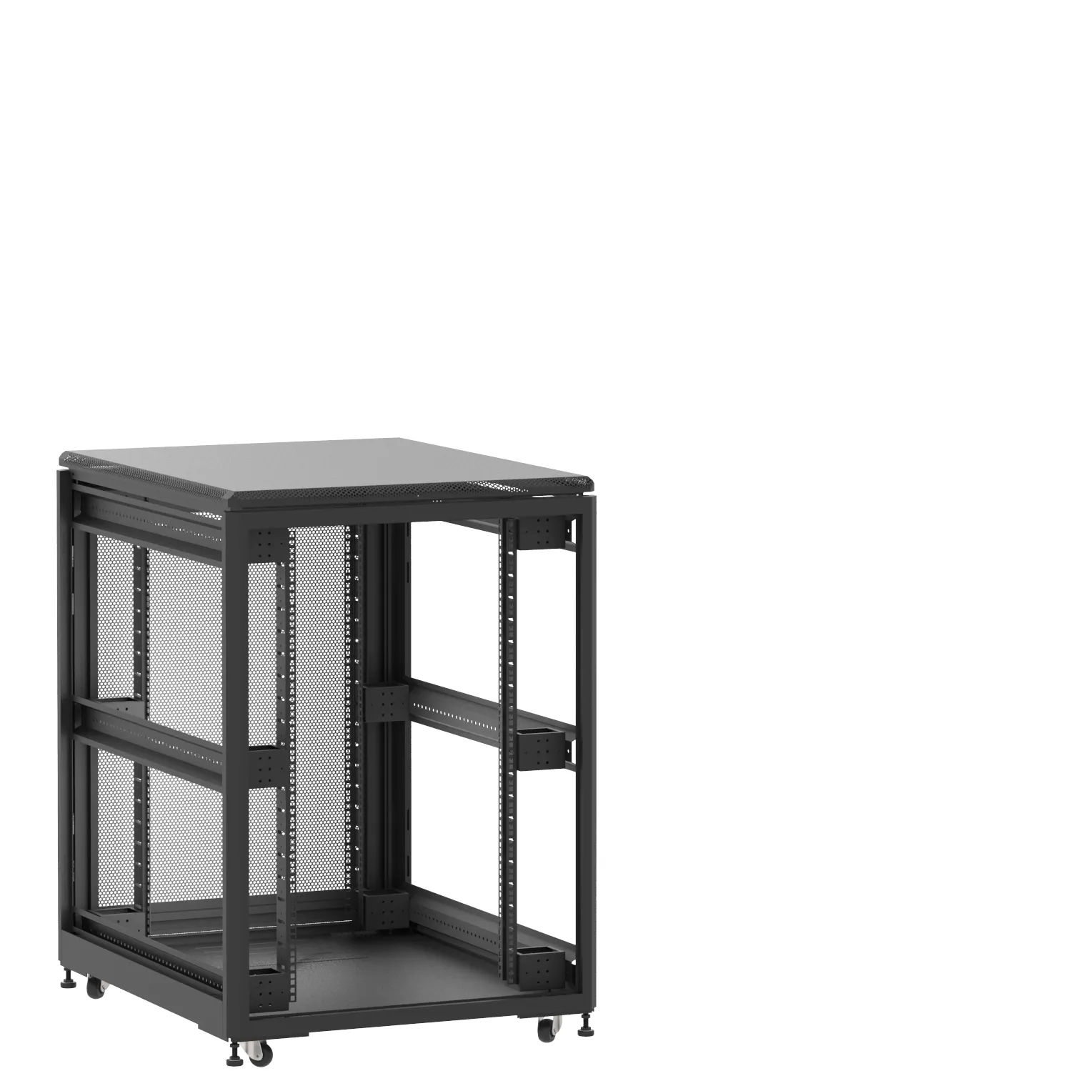 Baie montée Ligne 500 21U 800x1000mm, porte avant : Sans Porte, porte arrière : Simple Nid d'Abeille, sans panneaux latéraux