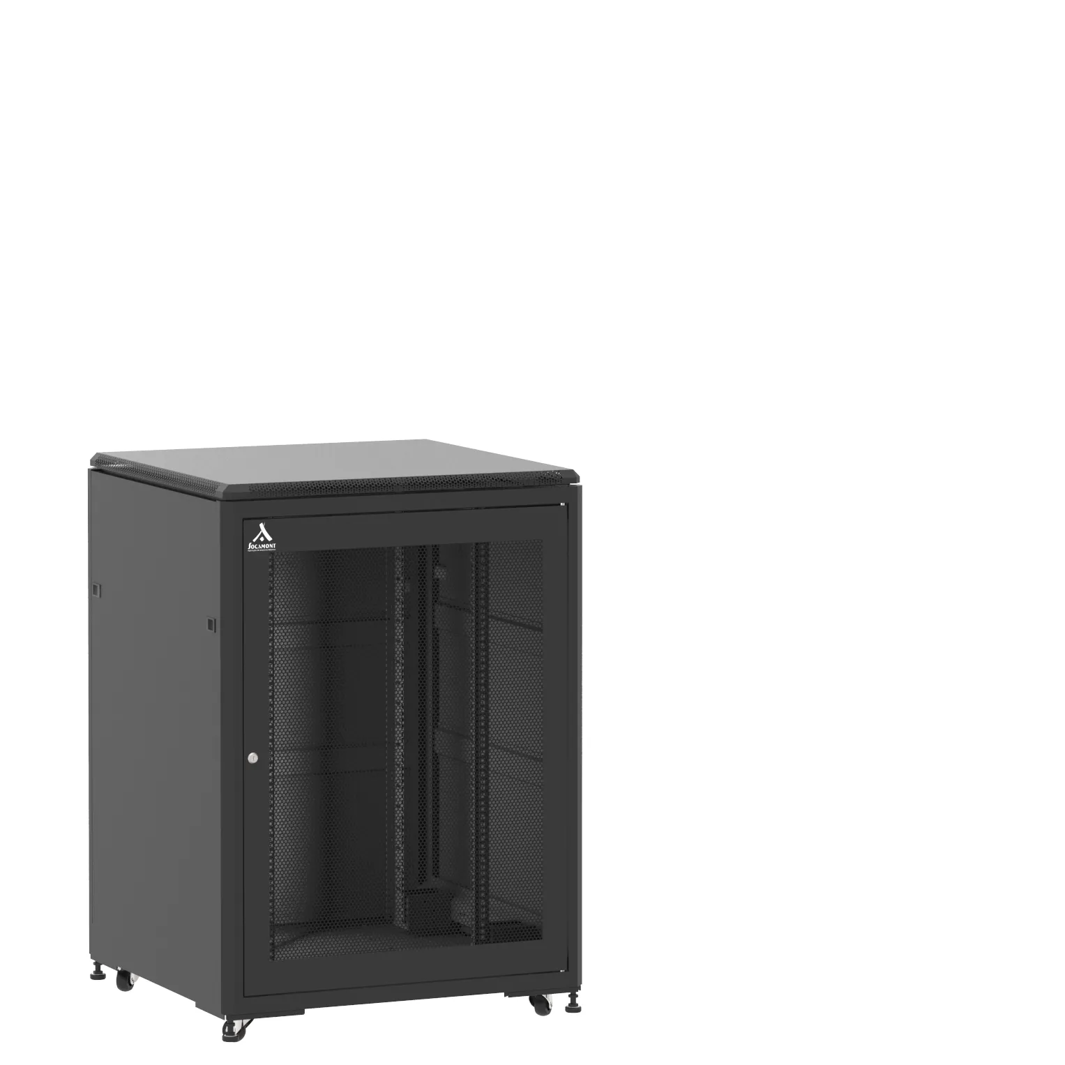 Baie en kit Ligne 500 21U 800x800mm, porte avant : Simple Nid d'Abeille, porte arrière : Panneau Plein, avec panneaux latéraux