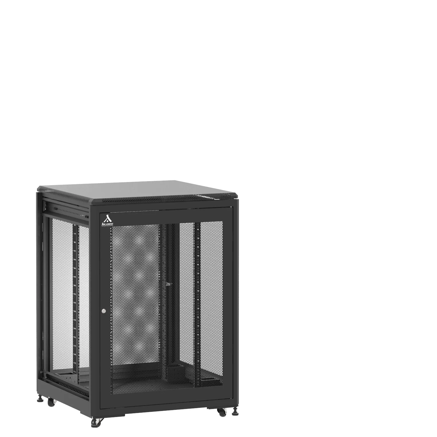 Baie en kit Ligne 500 21U 800x800mm, porte avant : Simple Nid d'Abeille, porte arrière : Simple Nid d'Abeille, sans panneaux latéraux