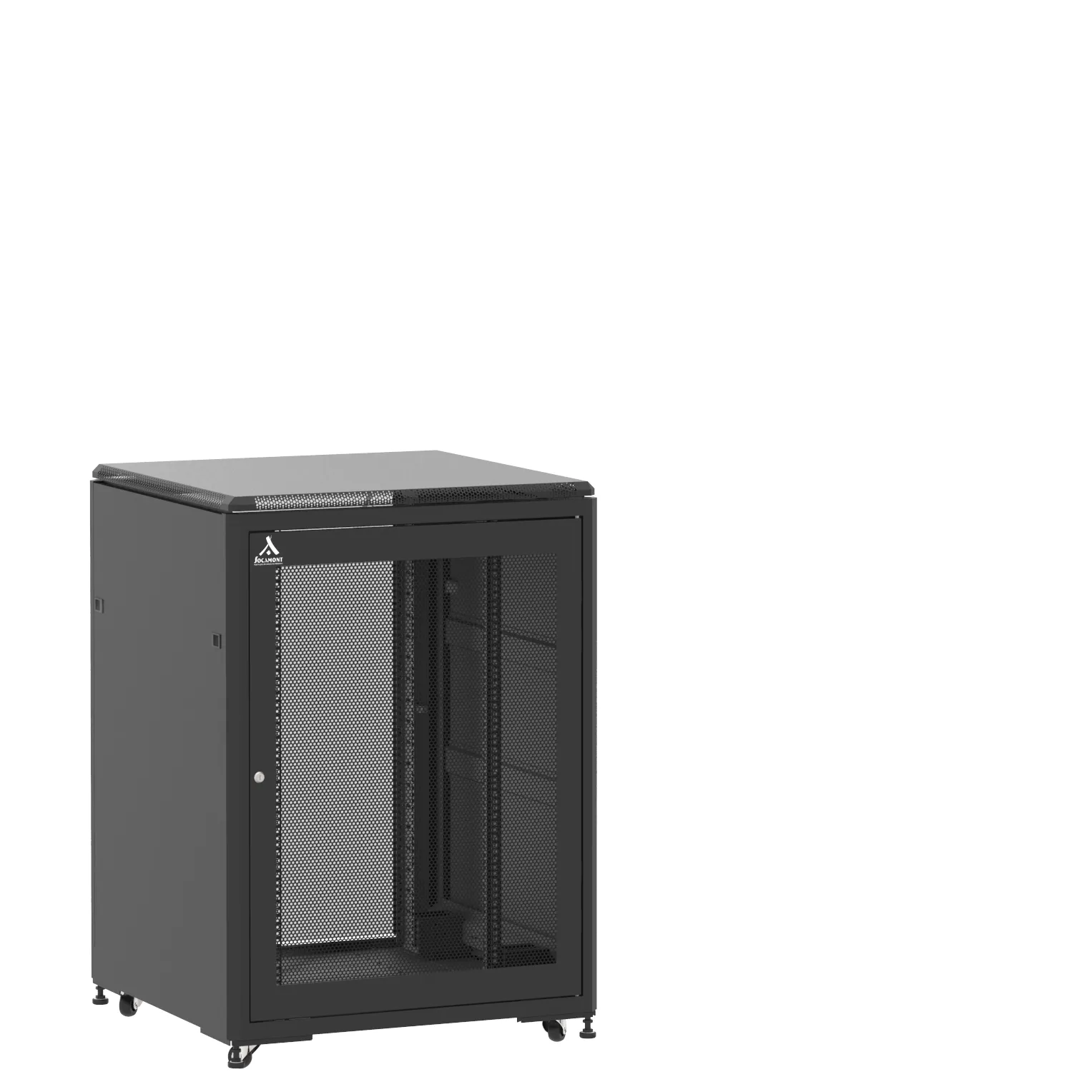 Baie en kit Ligne 500 21U 800x800mm, porte avant : Simple Nid d'Abeille, porte arrière : Simple Verre, avec panneaux latéraux