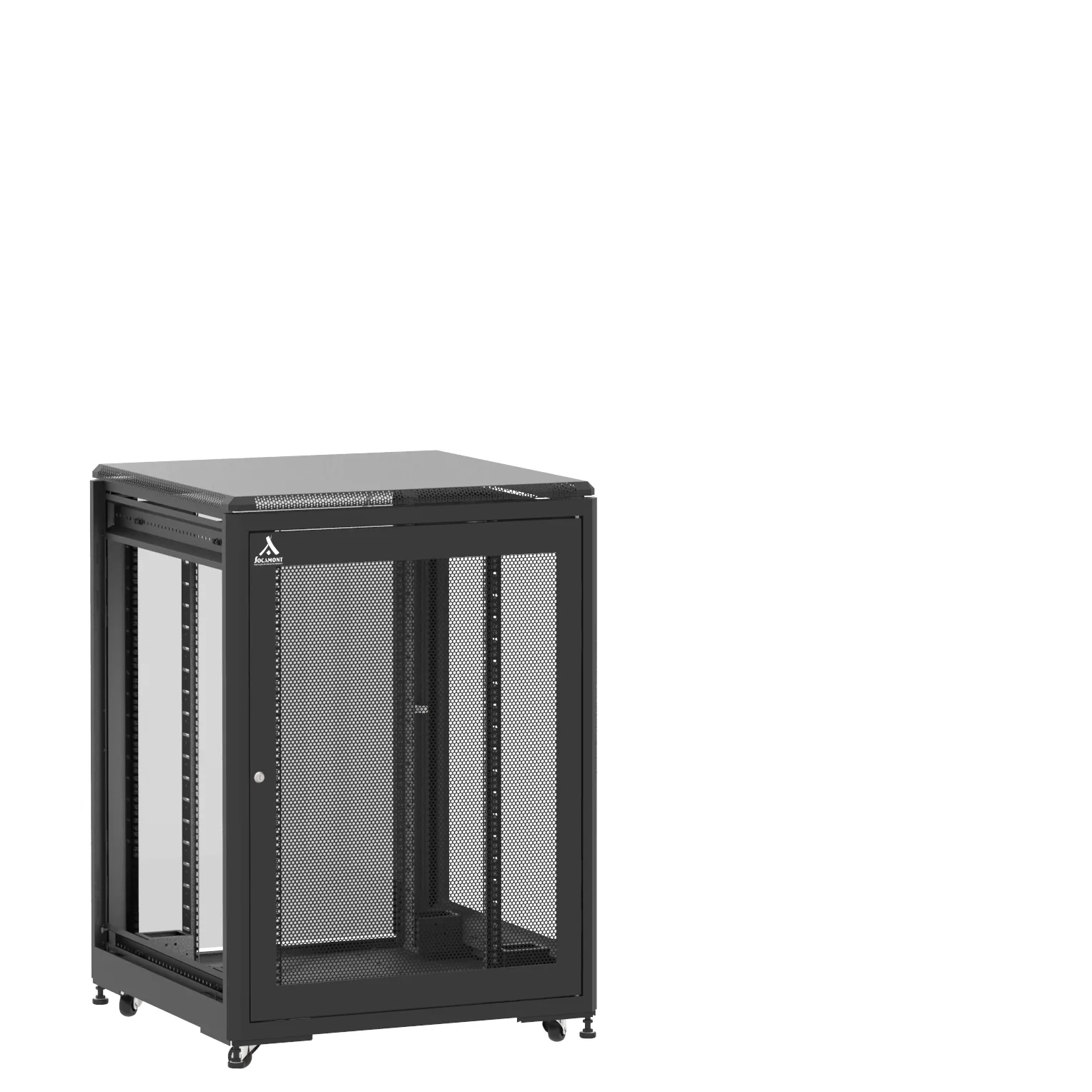 Baie en kit Ligne 500 21U 800x800mm, porte avant : Simple Nid d'Abeille, porte arrière : Simple Verre, sans panneaux latéraux