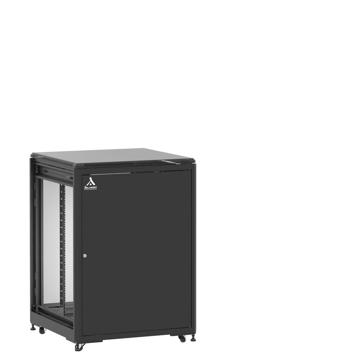 Baie en kit Ligne 500 21U 800x800mm, porte avant : Simple Pleine, porte arrière : Simple Nid d'Abeille, sans panneaux latéraux