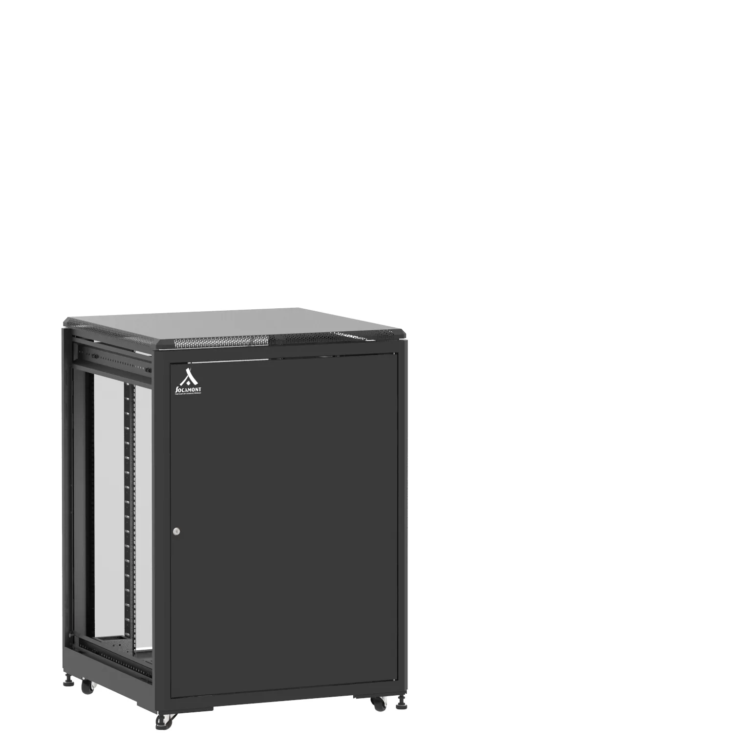 Baie en kit Ligne 500 21U 800x800mm, porte avant : Simple Pleine, porte arrière : Simple Verre, sans panneaux latéraux