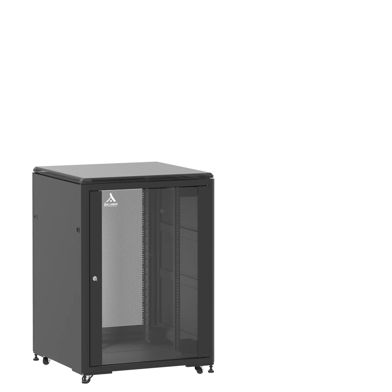 Baie en kit Ligne 500 21U 800x800mm, porte avant : Simple Verre, porte arrière : Simple Nid d'Abeille, avec panneaux latéraux