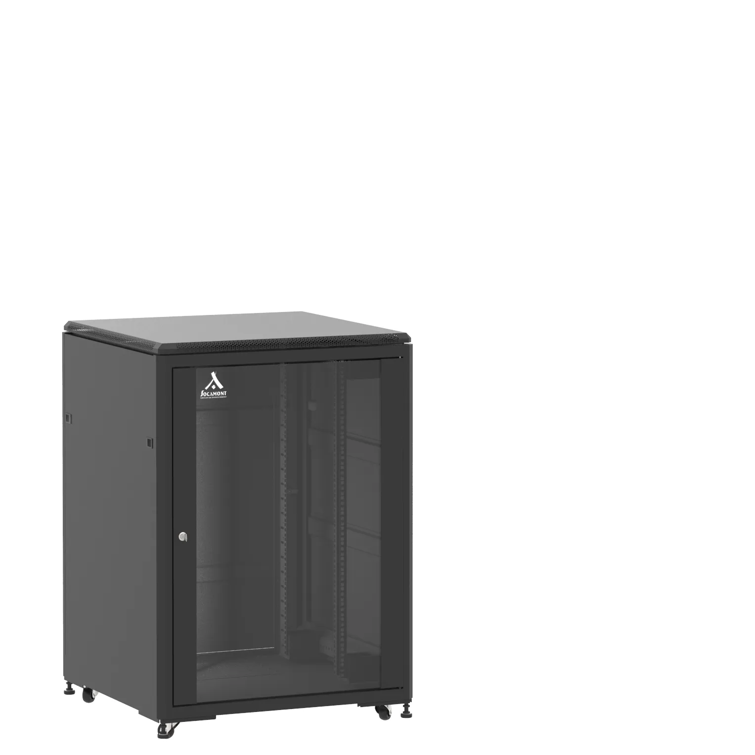 Baie en kit Ligne 500 21U 800x800mm, porte avant : Simple Verre, porte arrière : Simple Pleine, avec panneaux latéraux