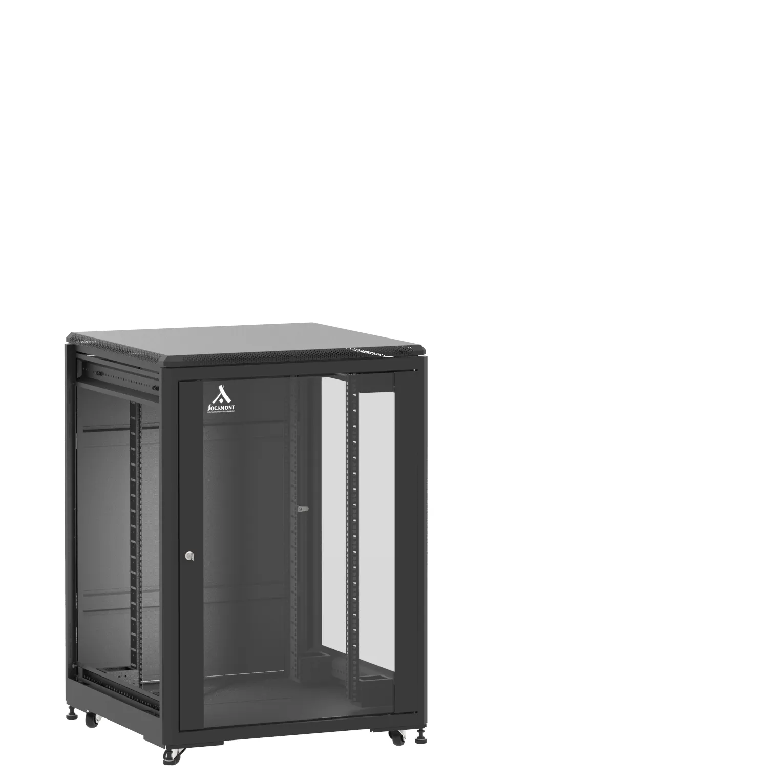 Baie en kit Ligne 500 21U 800x800mm, porte avant : Simple Verre, porte arrière : Simple Pleine, sans panneaux latéraux