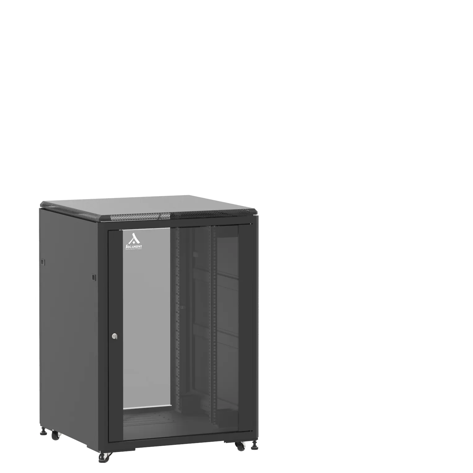 Baie en kit Ligne 500 21U 800x800mm, porte avant : Simple Verre, porte arrière : Simple Verre, avec panneaux latéraux