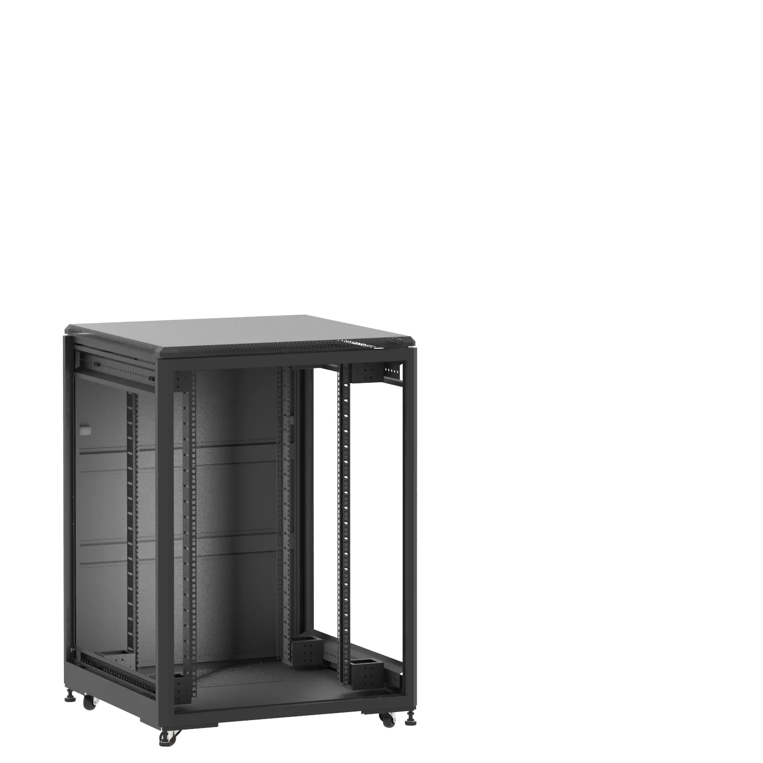 Baie en kit Ligne 500 21U 800x800mm, porte avant : Sans Porte, porte arrière : Panneau Plein, sans panneaux latéraux