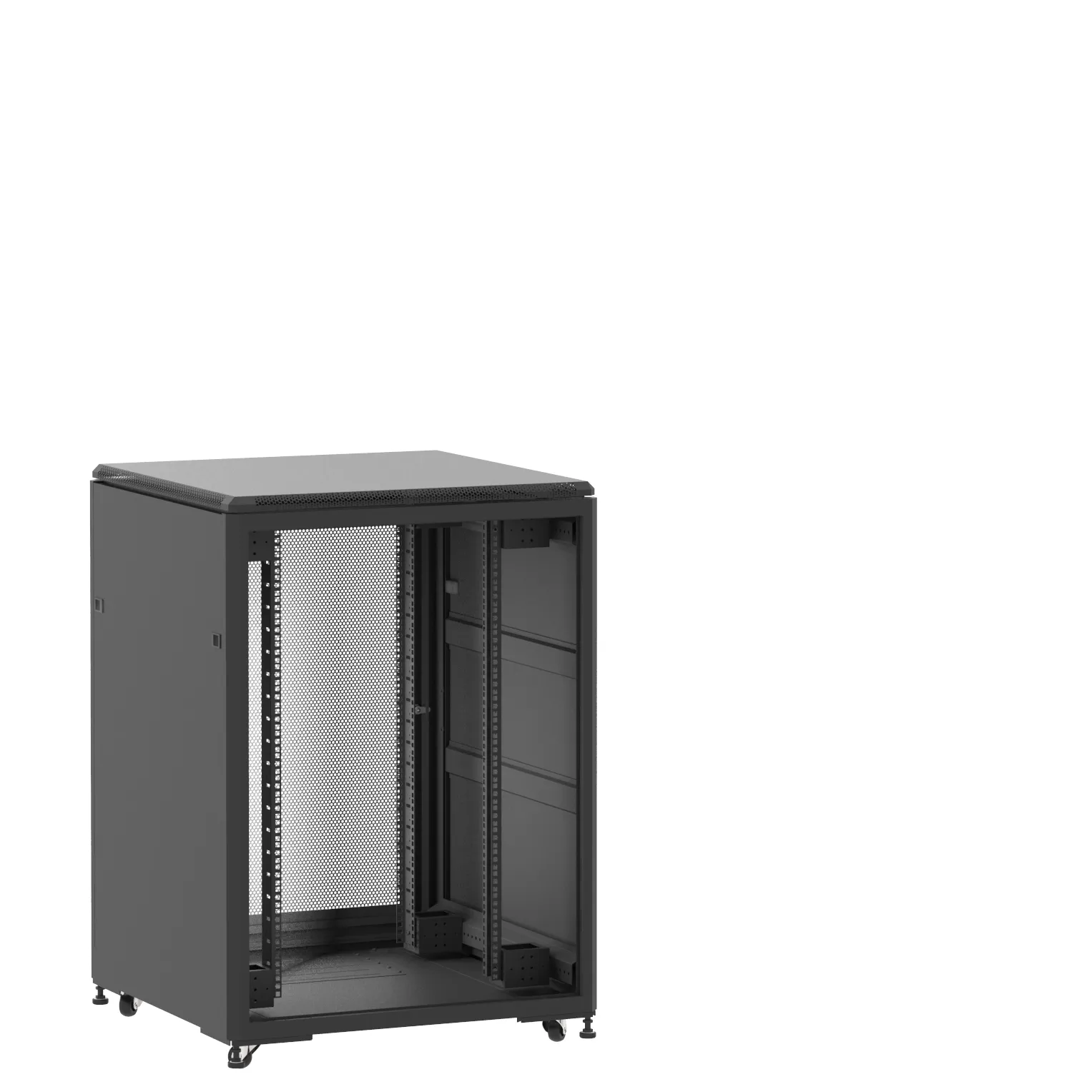 Baie en kit Ligne 500 21U 800x800mm, porte avant : Sans Porte, porte arrière : Simple Nid d'Abeille, avec panneaux latéraux