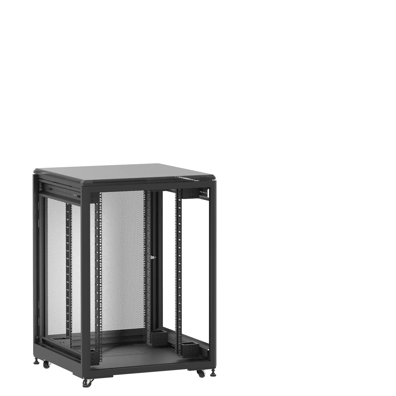 Baie en kit Ligne 500 21U 800x800mm, porte avant : Sans Porte, porte arrière : Simple Nid d'Abeille, sans panneaux latéraux