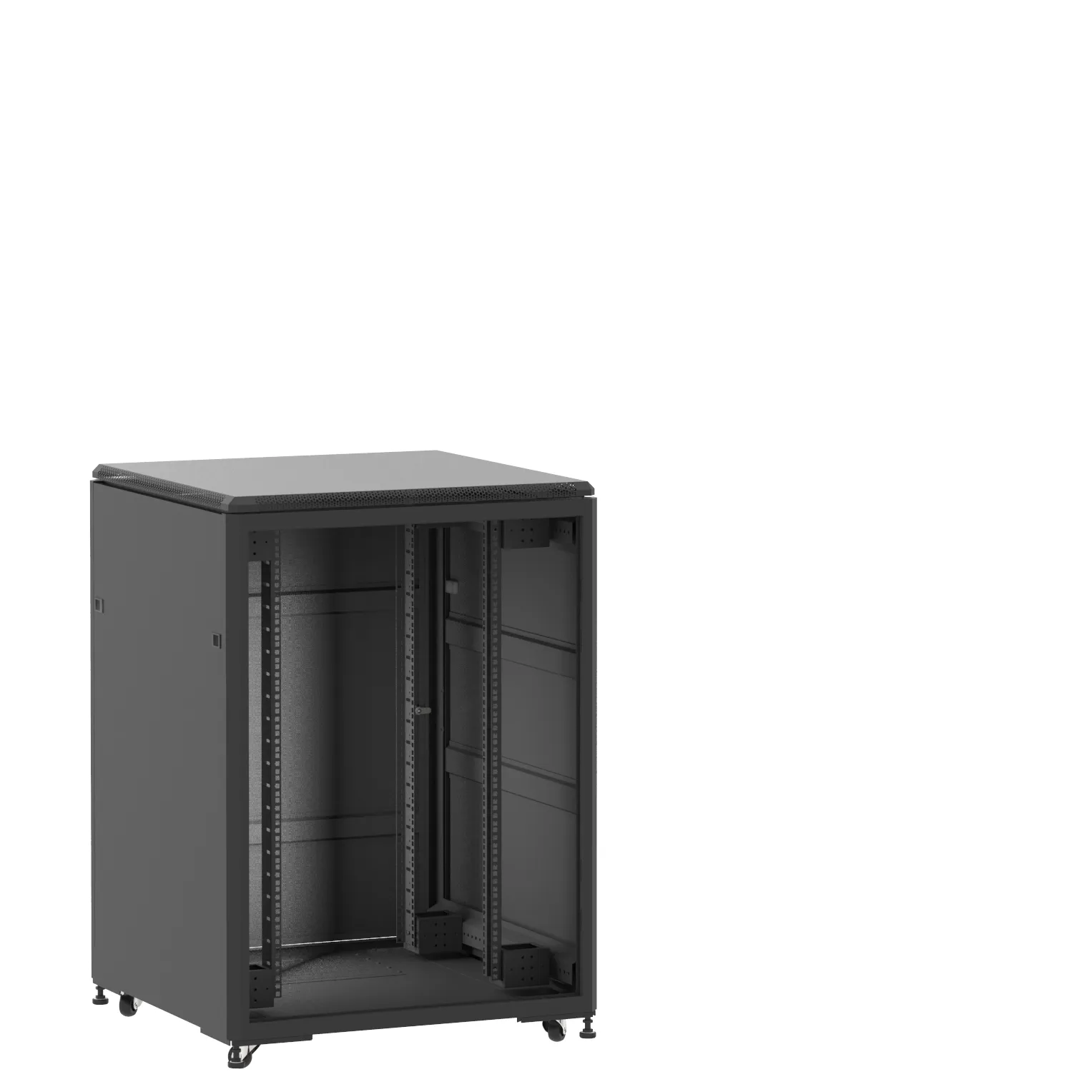 Baie en kit Ligne 500 21U 800x800mm, porte avant : Sans Porte, porte arrière : Simple Pleine, avec panneaux latéraux