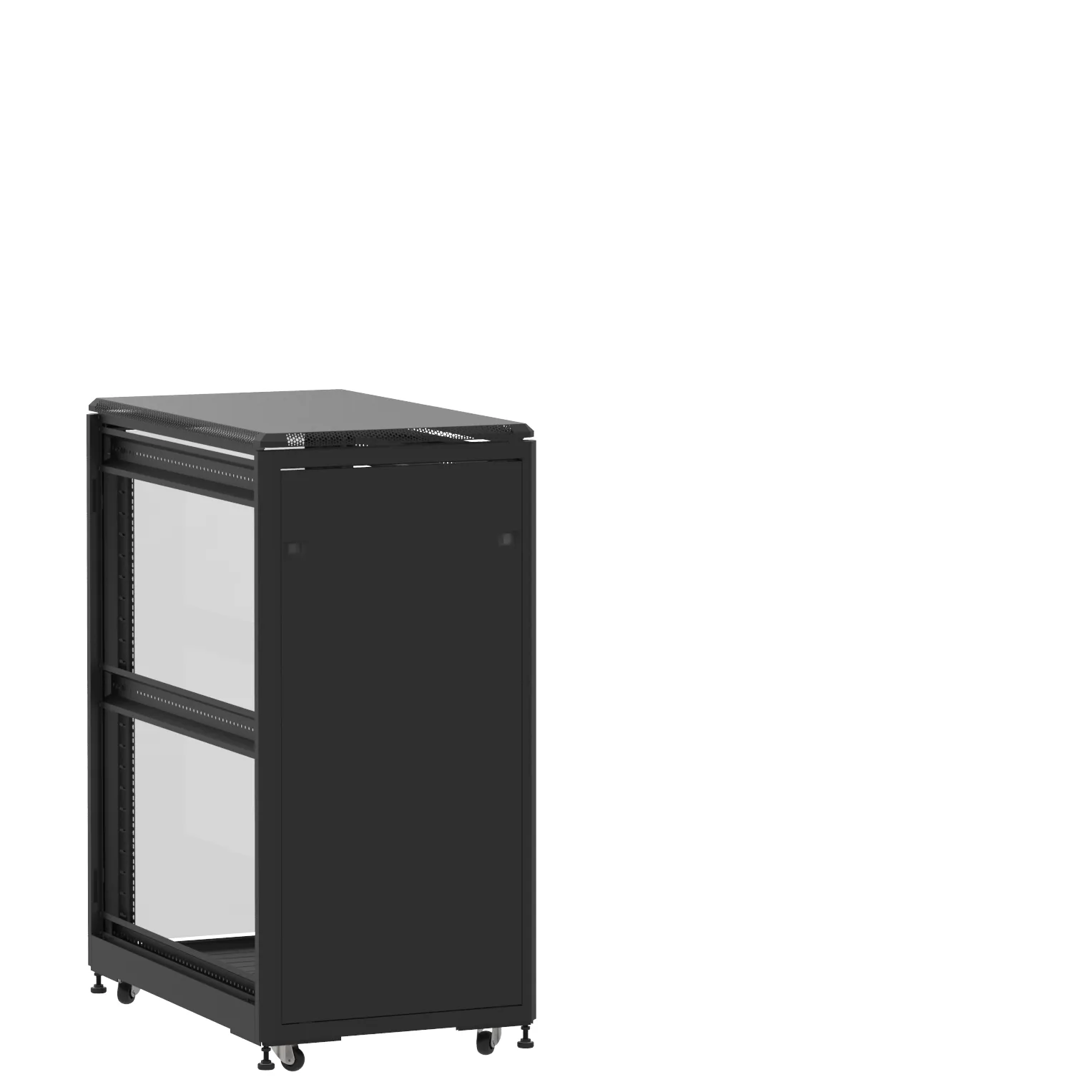 Baie en kit Ligne 500 24U 600x1000mm, porte avant : Panneau Plein, porte arrière : Simple Verre, sans panneaux latéraux