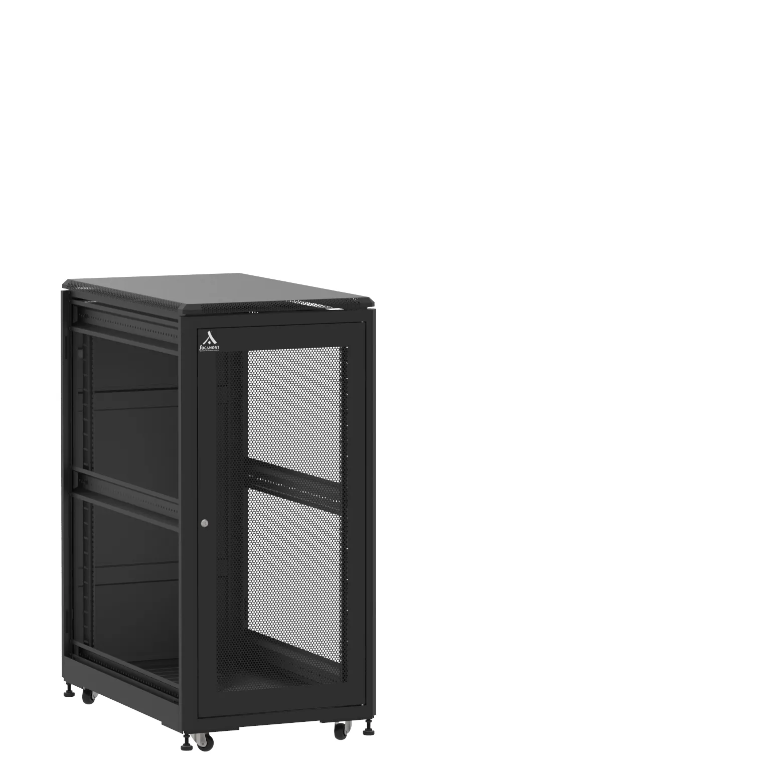 Baie en kit Ligne 500 24U 600x1000mm, porte avant : Simple Nid d'Abeille, porte arrière : Panneau Plein, sans panneaux latéraux