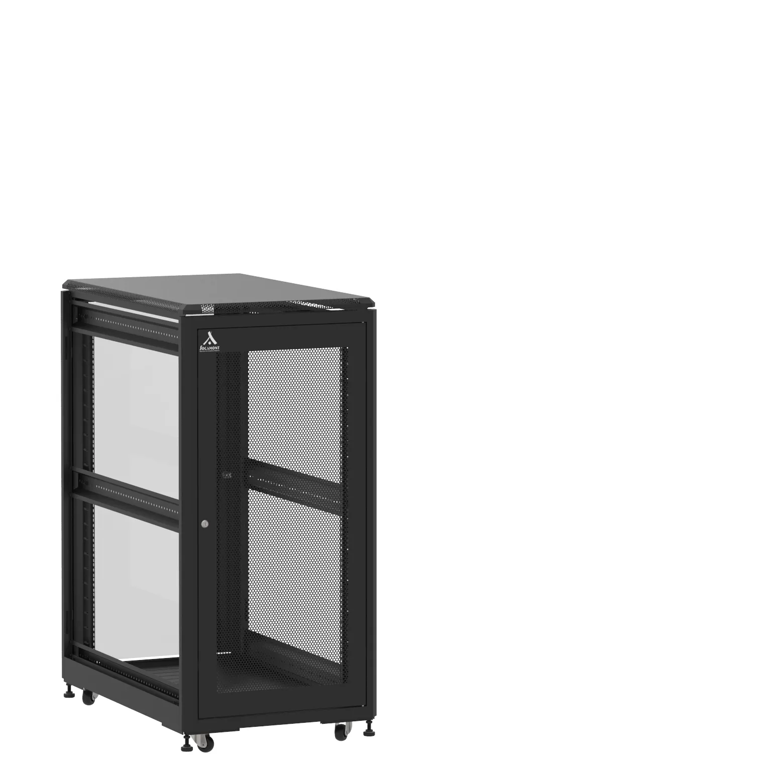 Baie en kit Ligne 500 24U 600x1000mm, porte avant : Simple Nid d'Abeille, porte arrière : Simple Verre, sans panneaux latéraux