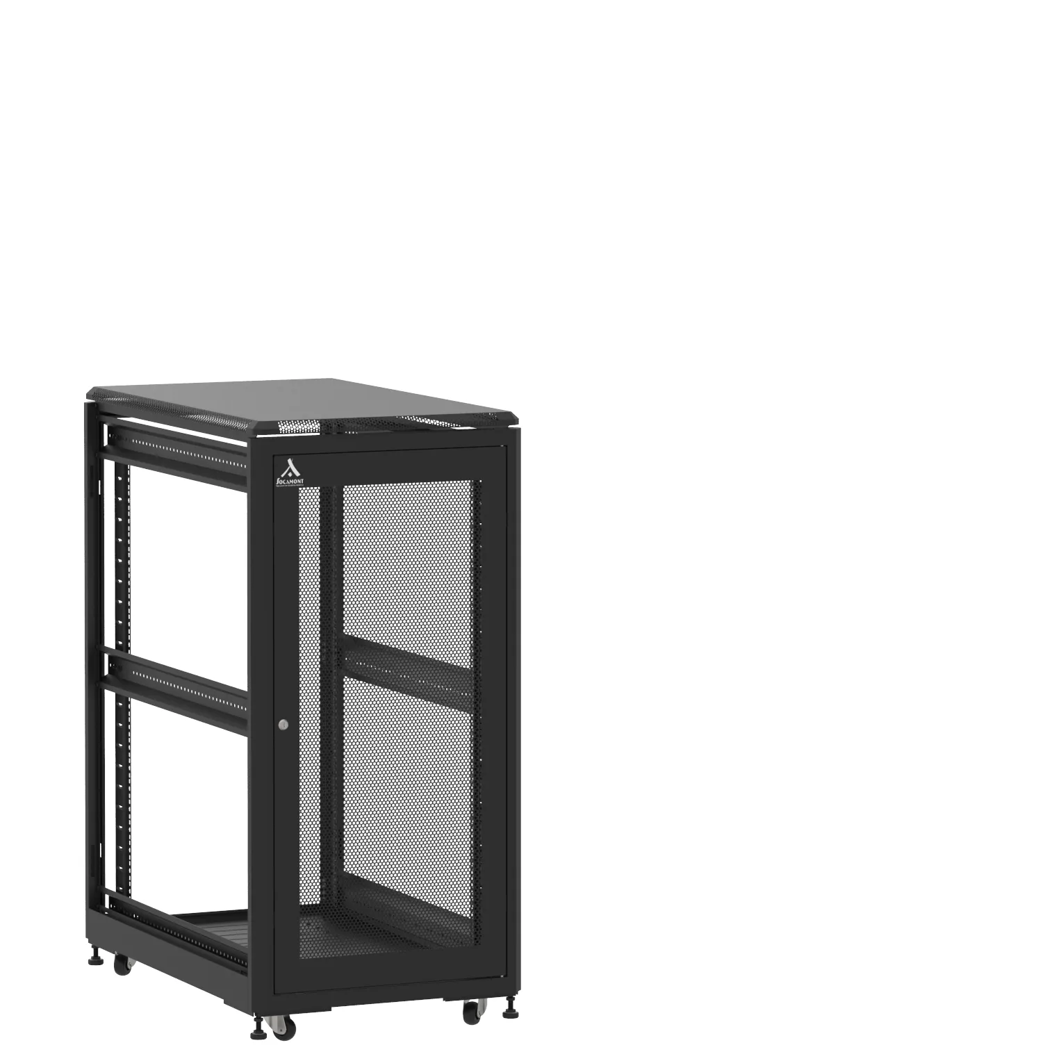 Baie en kit Ligne 500 24U 600x1000mm, porte avant : Simple Nid d'Abeille, porte arrière : Sans Porte, sans panneaux latéraux