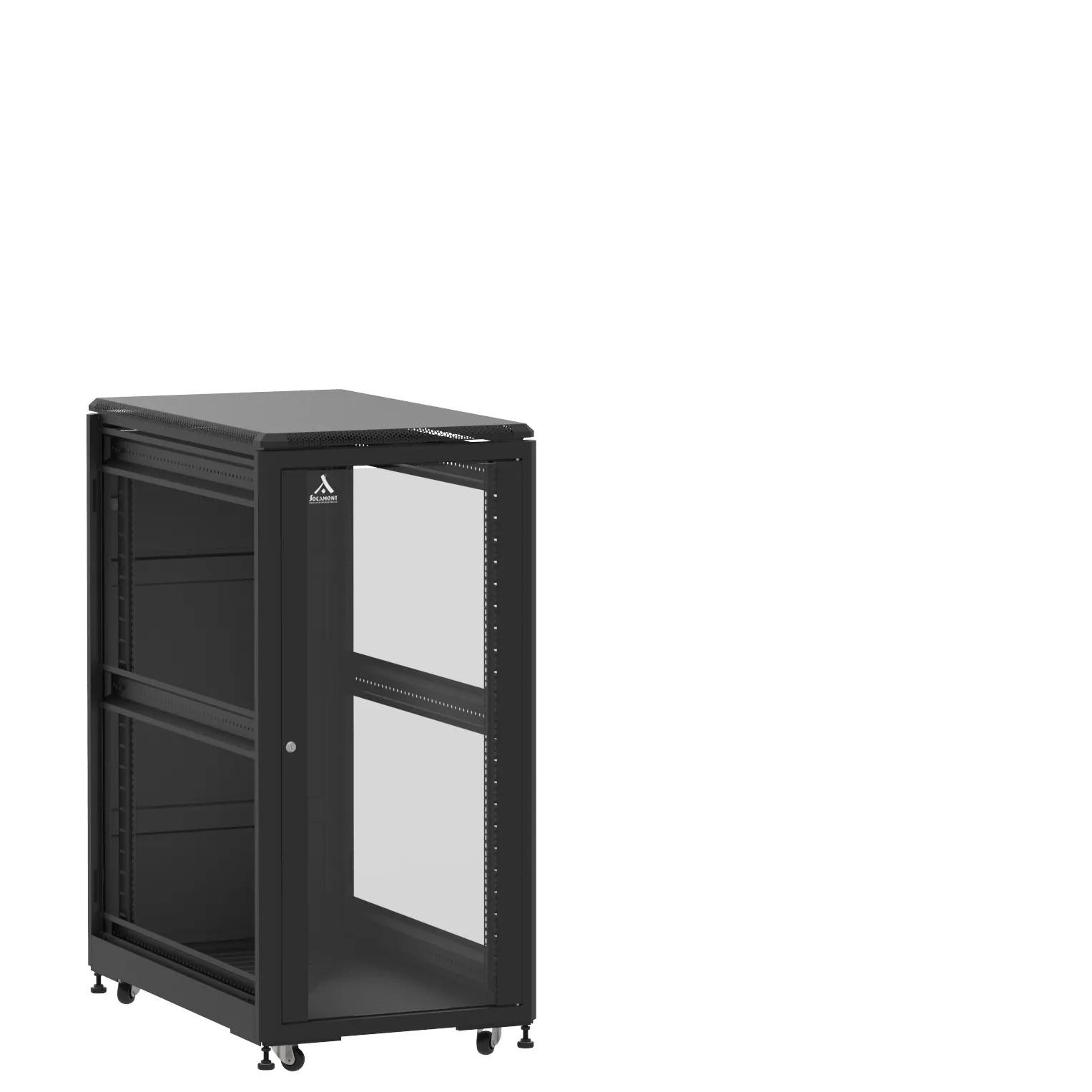 Baie en kit Ligne 500 24U 600x1000mm, porte avant : Simple Verre, porte arrière : Panneau Plein, sans panneaux latéraux